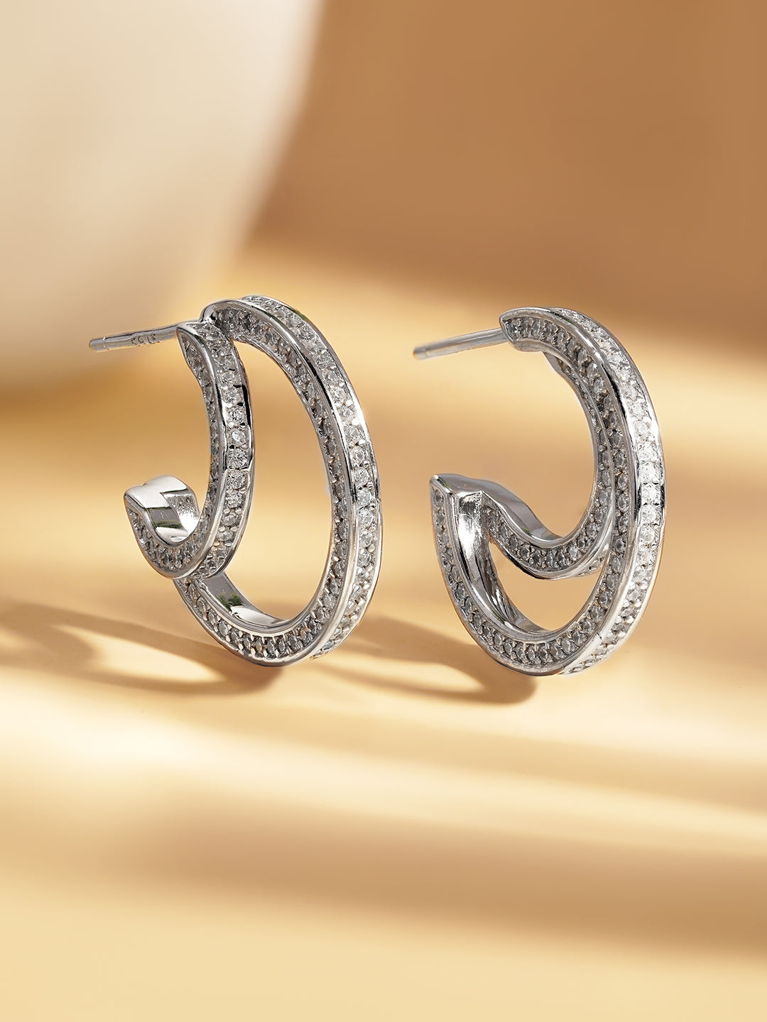 925 Fine Silver Crescent Spark Half Hoops Length-2.2 cm : Width-2 cm