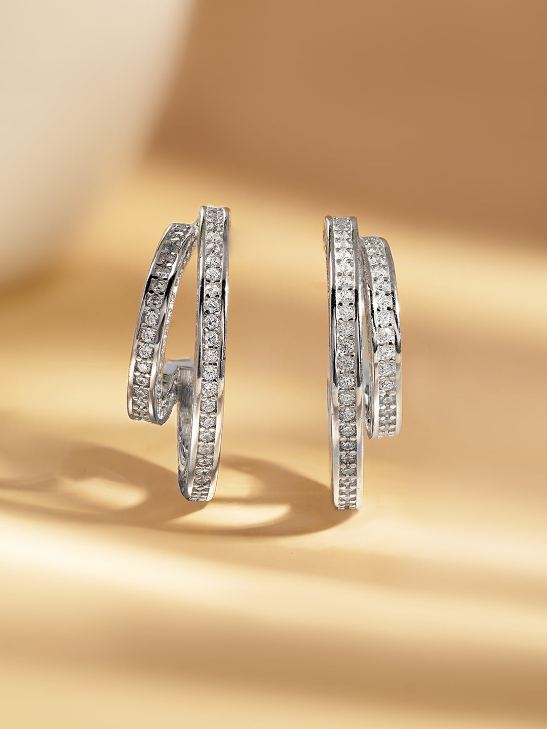 925 Fine Silver Crescent Spark Half Hoops Length-2.2 cm : Width-2 cm