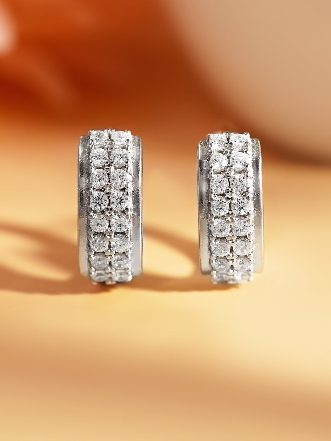 925 Fine Silver Minimal Spark Hoop Earrings Length-1.3 cm : Width-0.5 cm