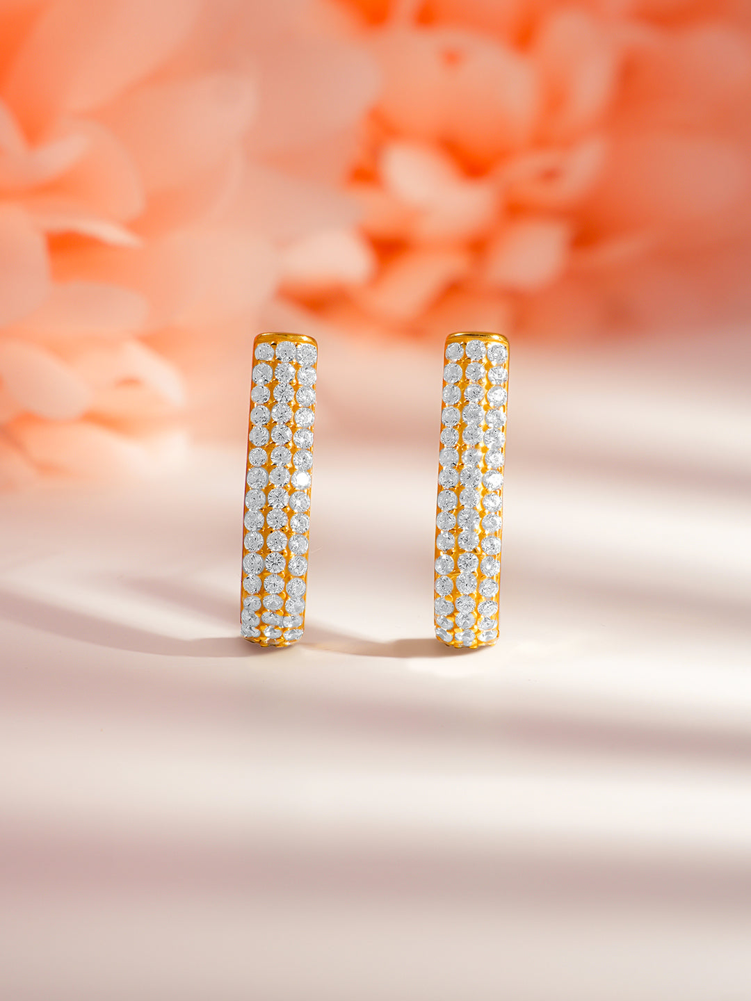 925 Fine Silver Pave Crystal Half Hoop Studs Length-2 cm : Width-0.5 cm