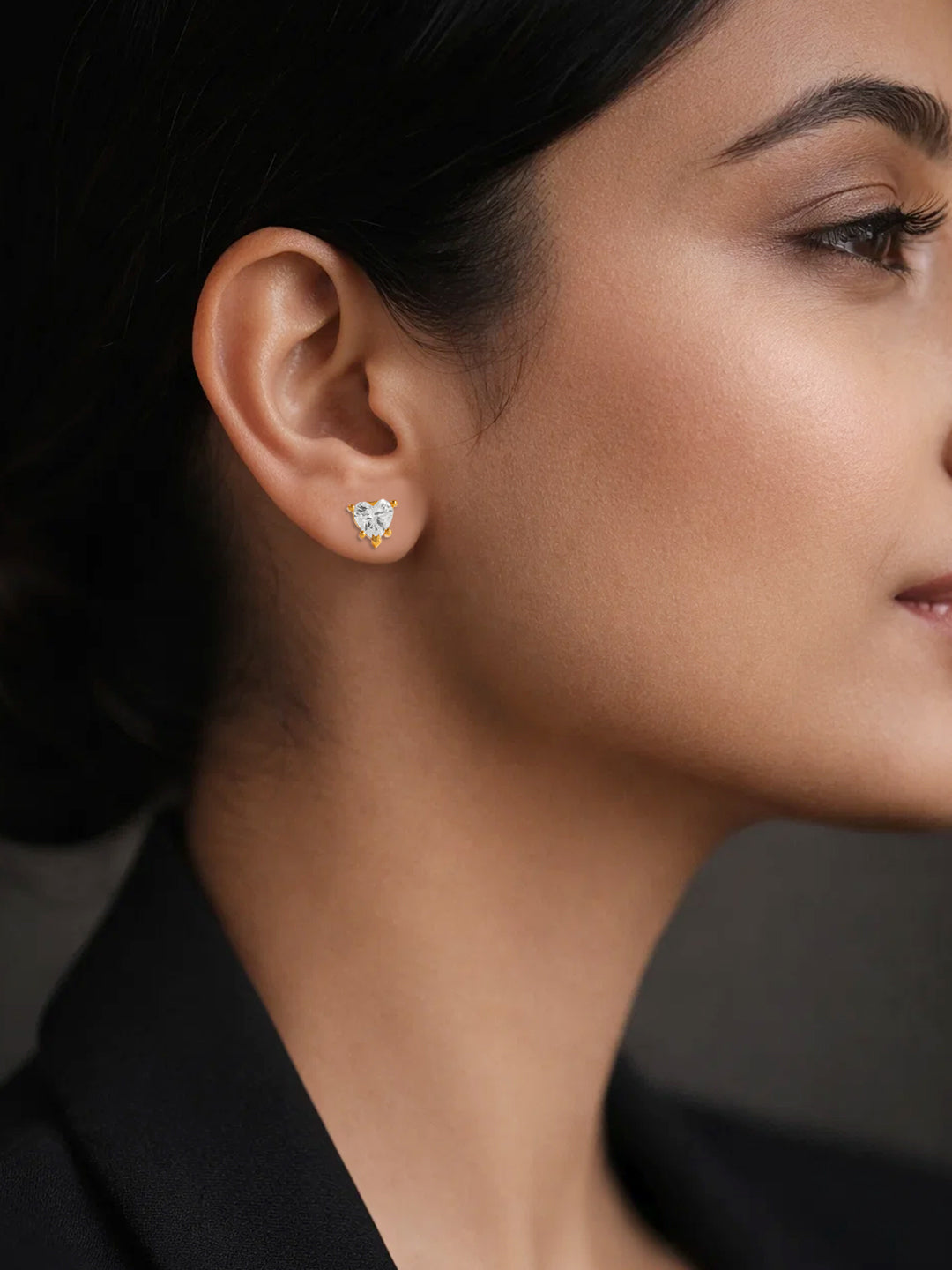 925 Silver Minimal Heart Stud Earrings フリーサイズ