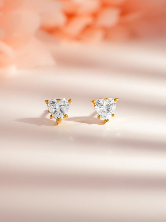 925 Silver Minimal Heart Stud Earrings フリーサイズ