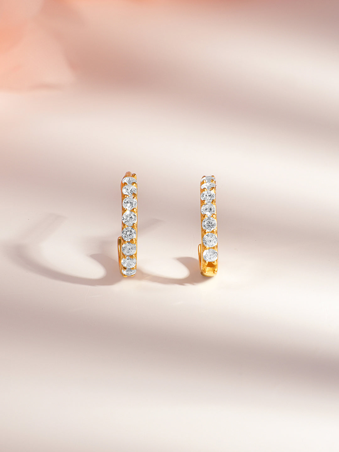 925 Fine Silver Crystal Half Hoop Earrings Length-1 cm : Width-0.2 cm
