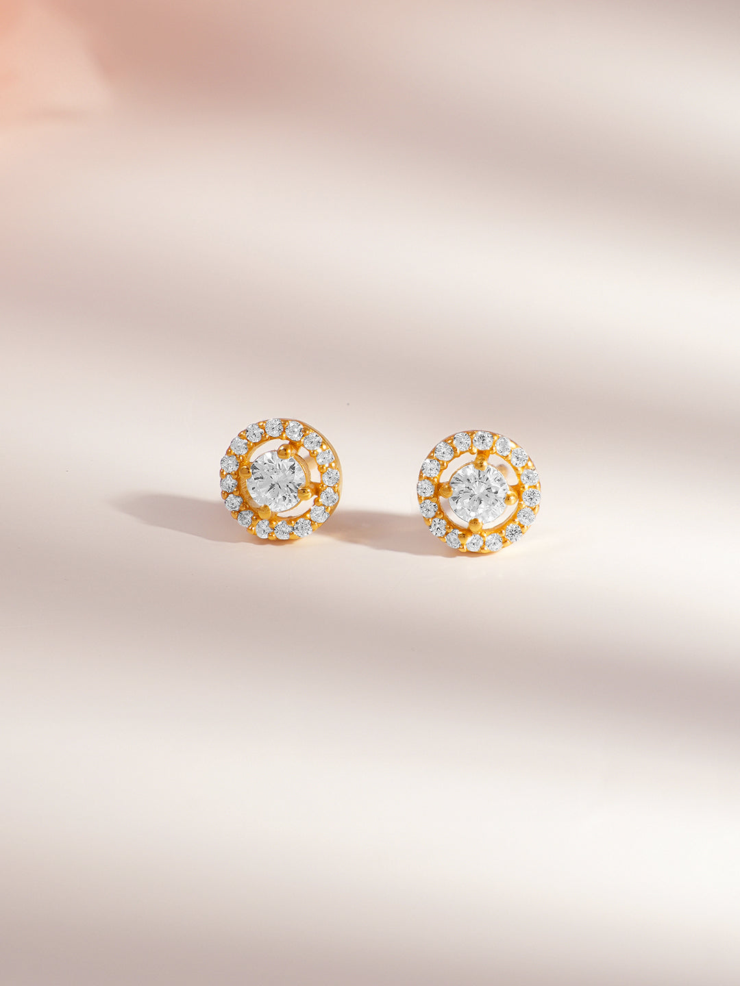 925 Silver Diamond Halo Stud Earrings フリーサイズ