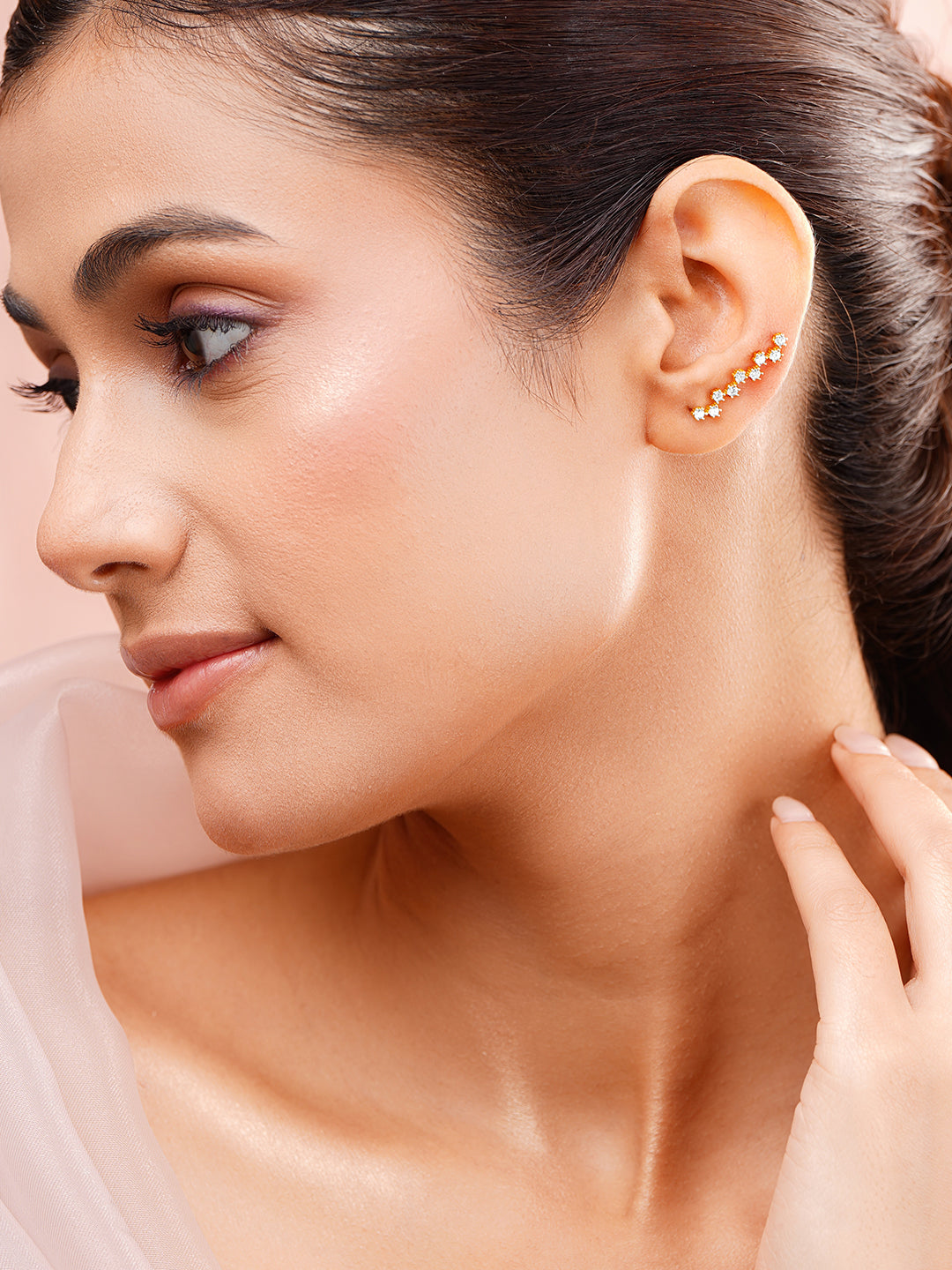 925 Fine Silver Crystal Cluster Stud Earrings Length-2.5 cm : Width-0.3 cm