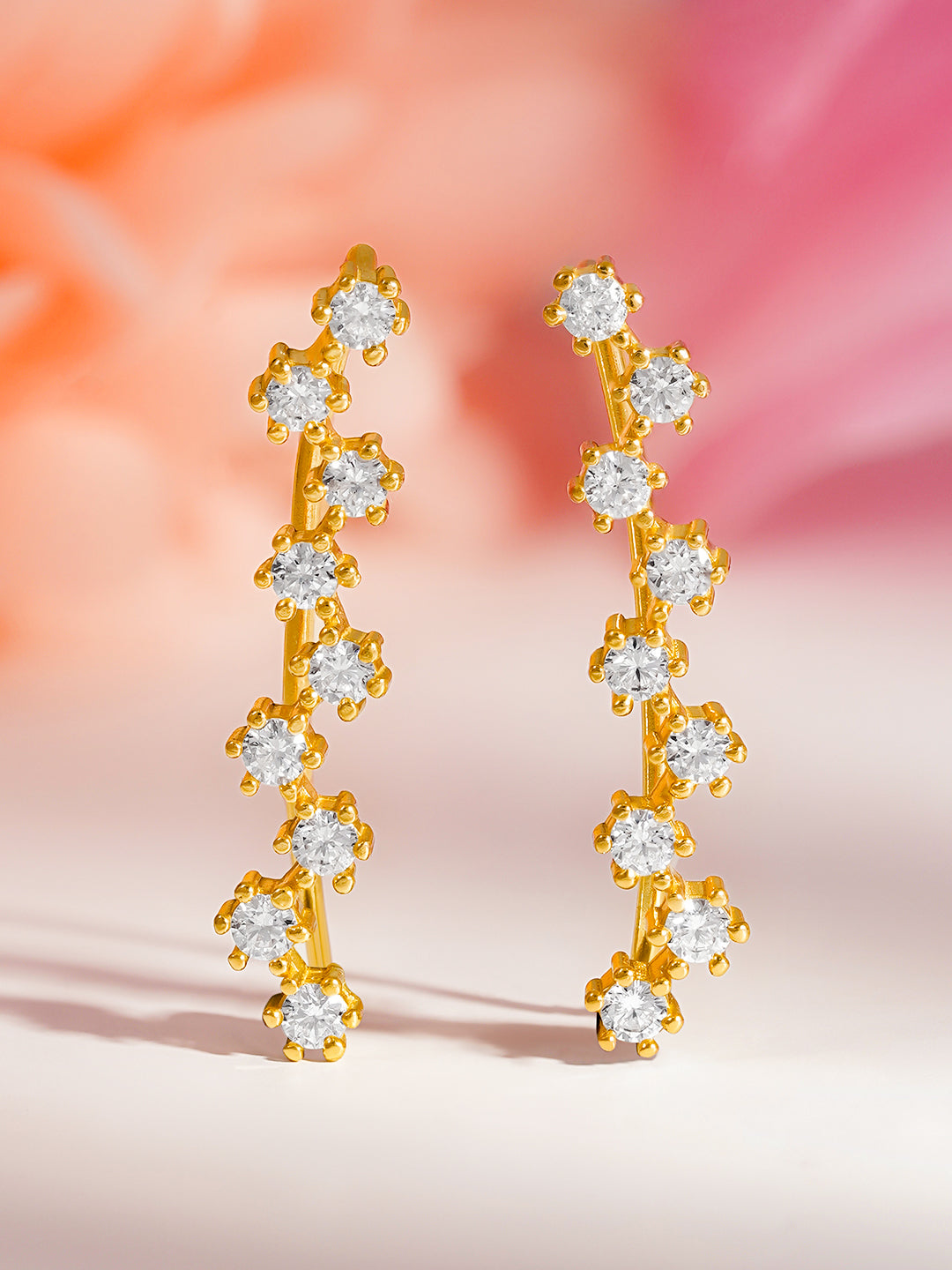 925 Fine Silver Crystal Cluster Stud Earrings Length-2.5 cm : Width-0.3 cm