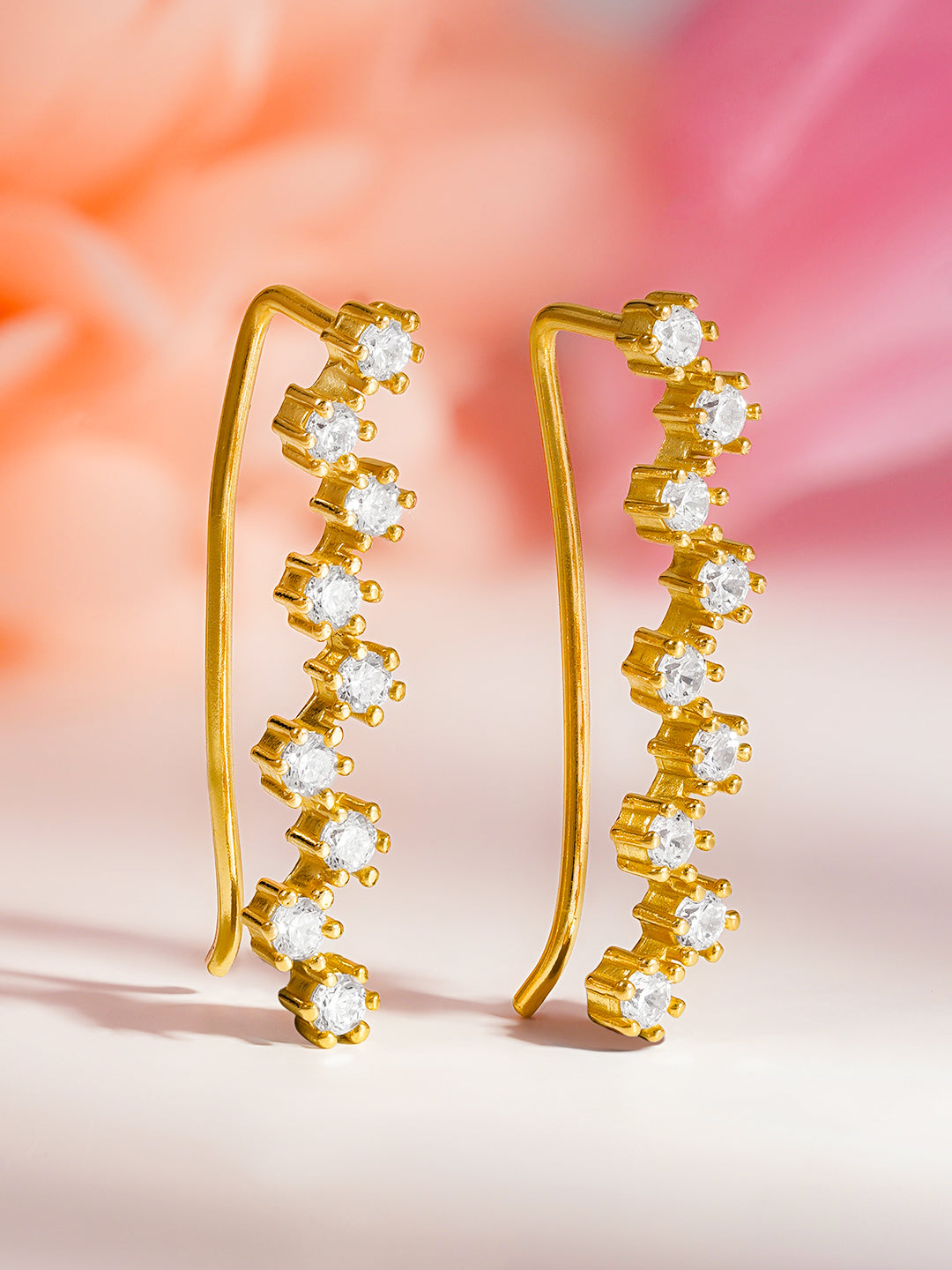 925 Fine Silver Crystal Cluster Stud Earrings Length-2.5 cm : Width-0.3 cm