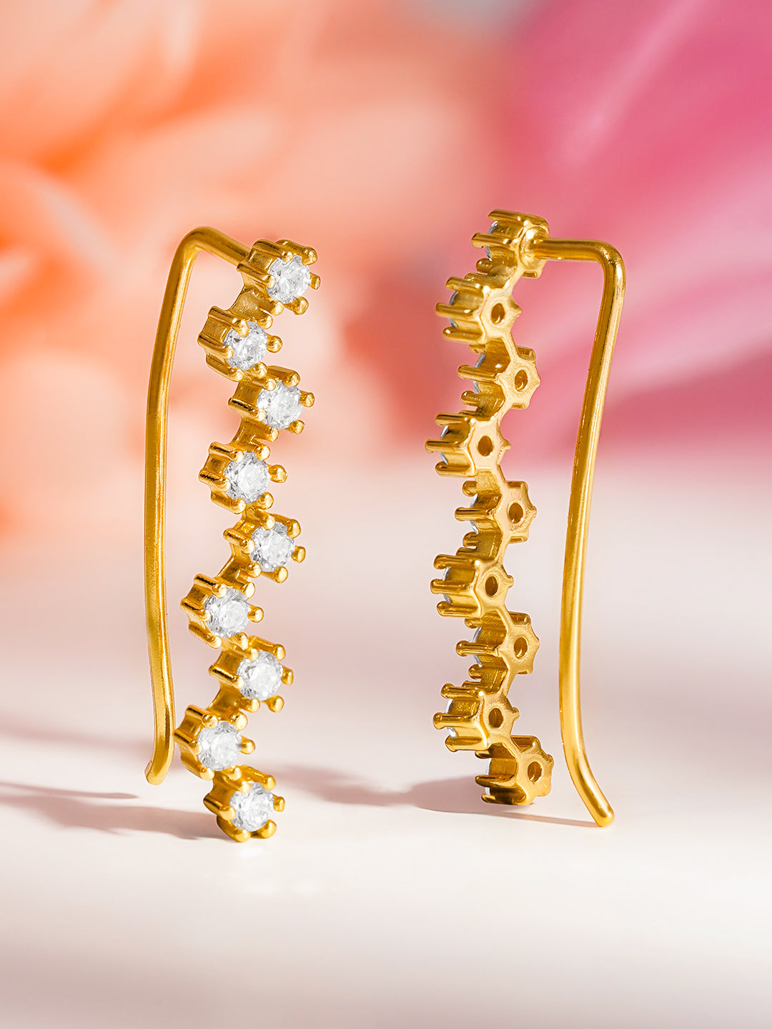 925 Fine Silver Crystal Cluster Stud Earrings Length-2.5 cm : Width-0.3 cm