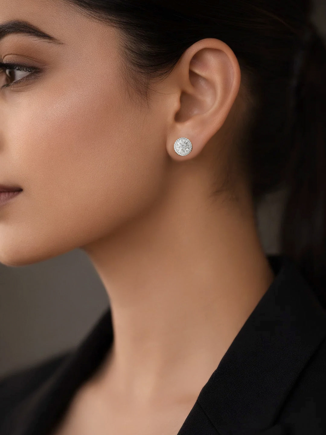 925 Fine Silver Zirconia Solitaire Stud Earrings Length-1 cm : Width-1 cm
