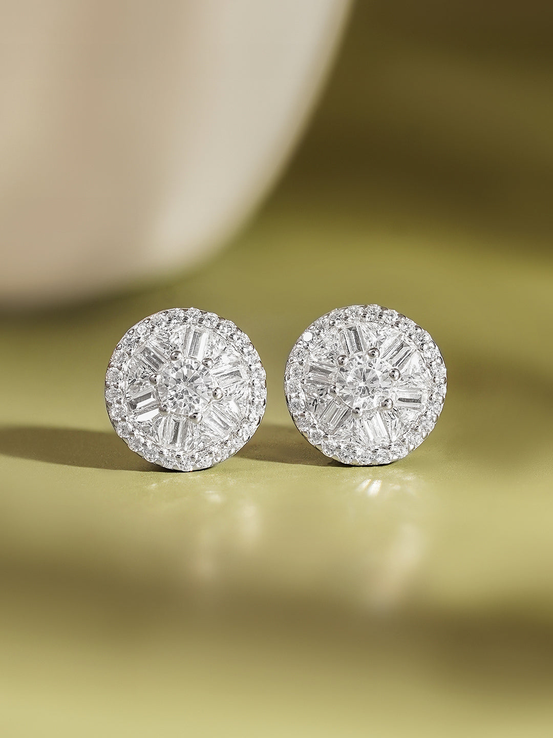 925 Fine Silver Zirconia Solitaire Stud Earrings Length-1 cm : Width-1 cm