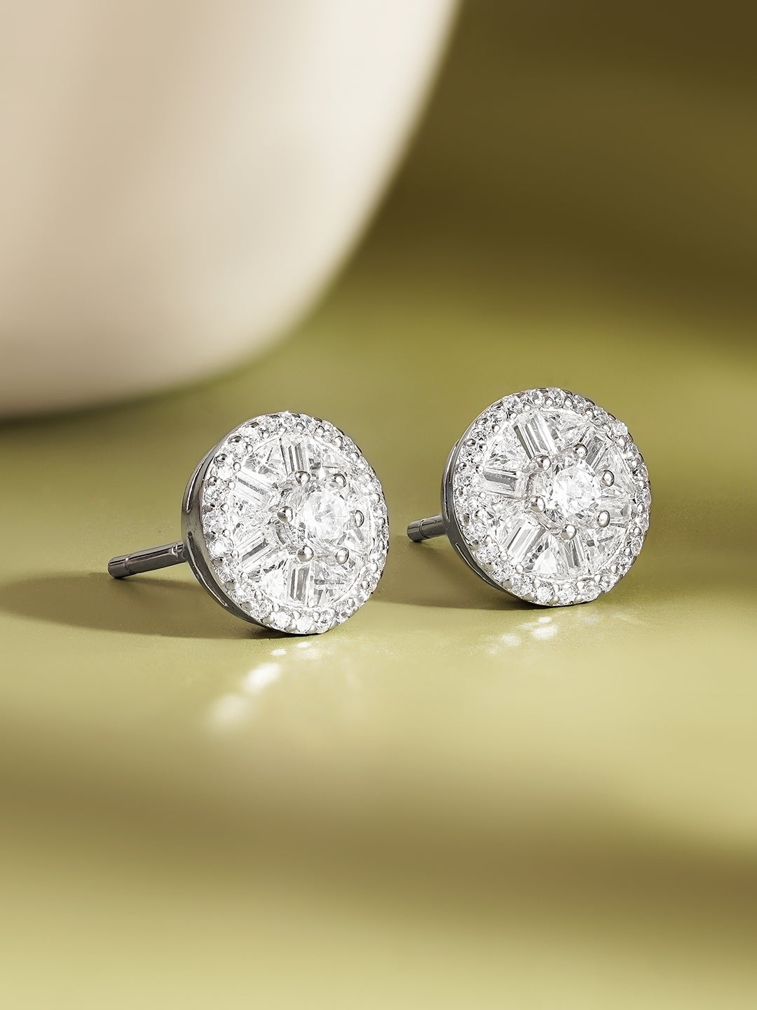 925 Fine Silver Zirconia Solitaire Stud Earrings Length-1 cm : Width-1 cm