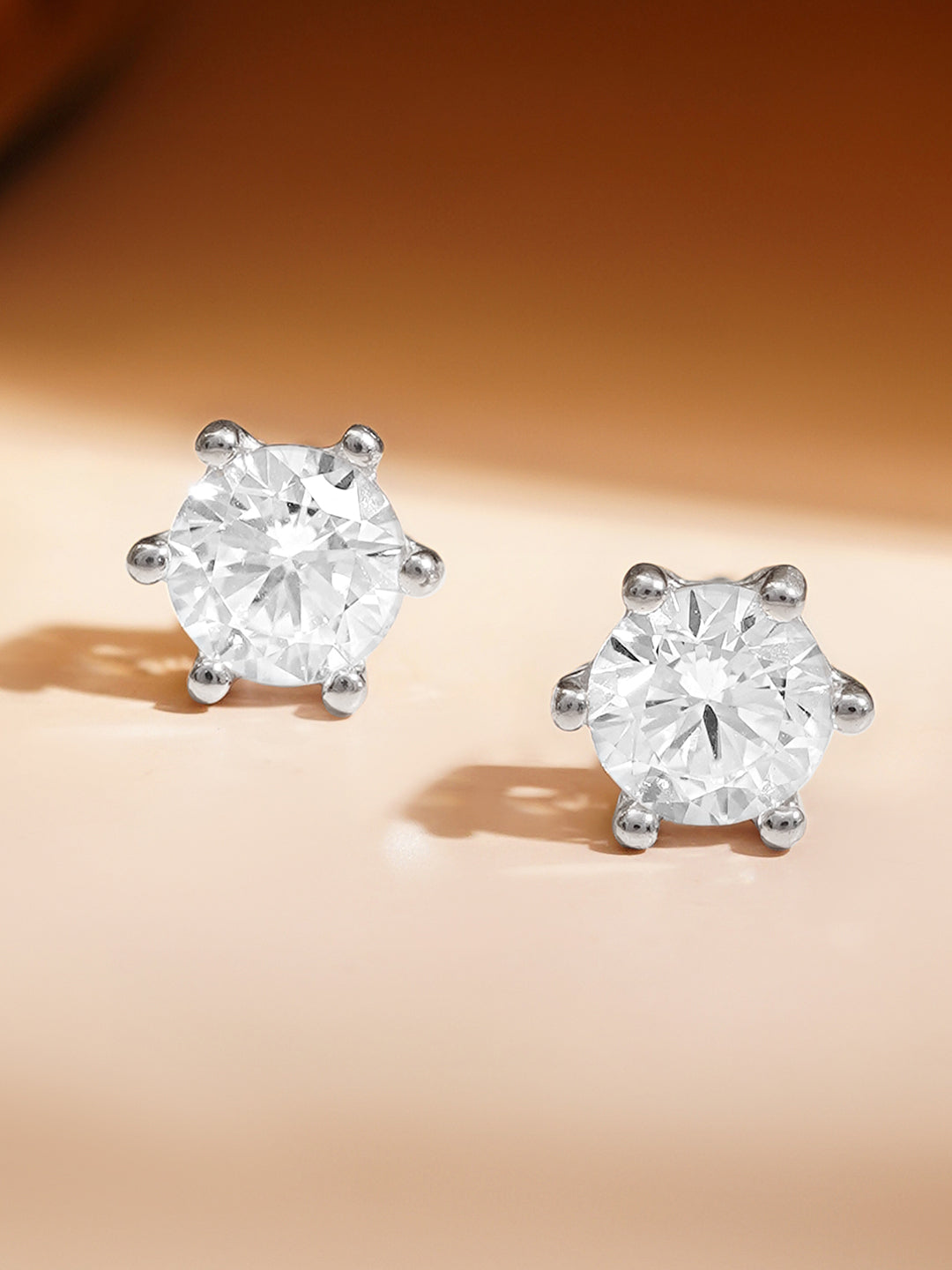 925 Fine Silver American Diamond Minimal Stud Earrings Width - 0.5 cm  Weight - 1.11 g
