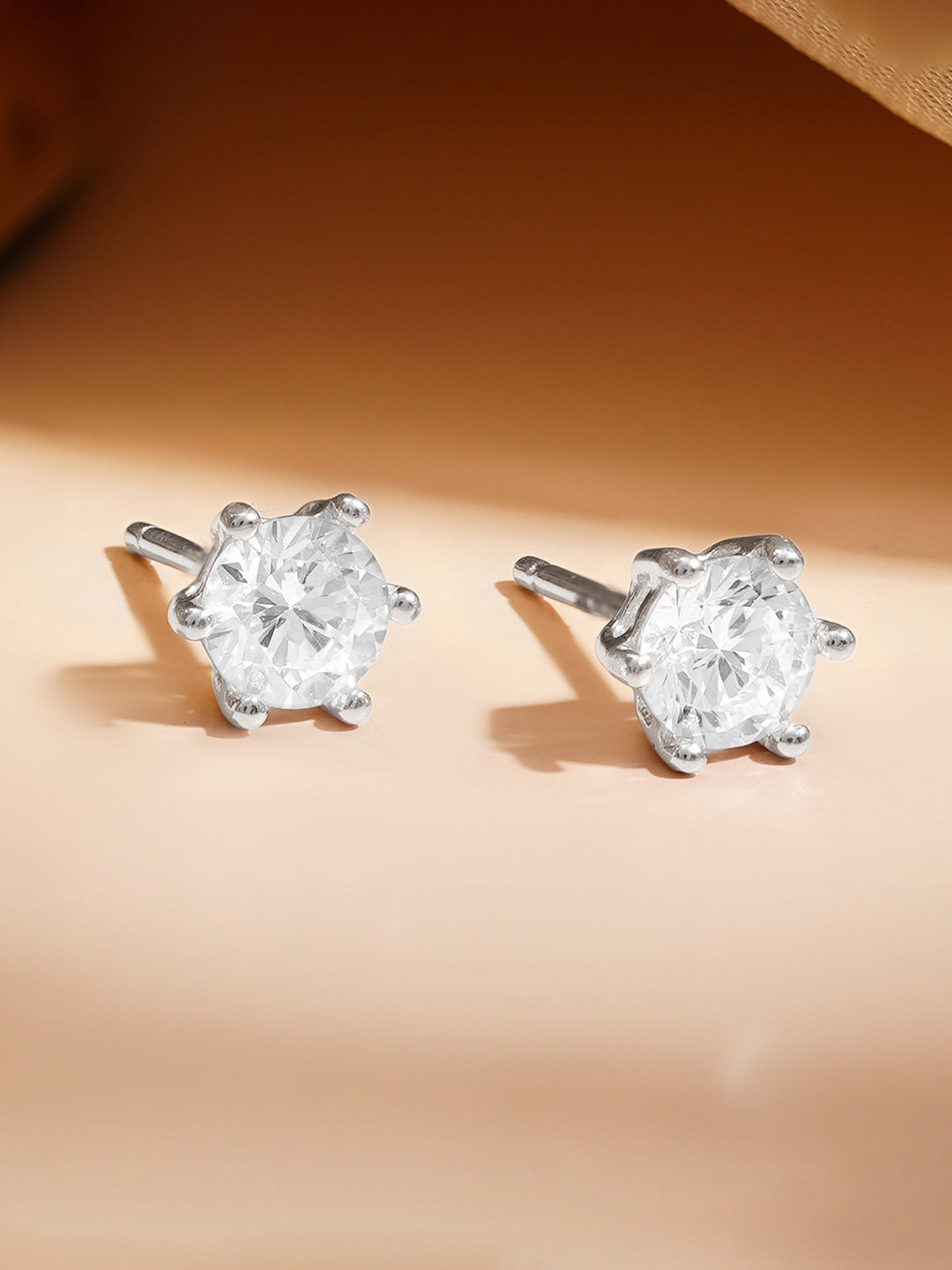 925 Fine Silver American Diamond Minimal Stud Earrings Width - 0.5 cm  Weight - 1.11 g