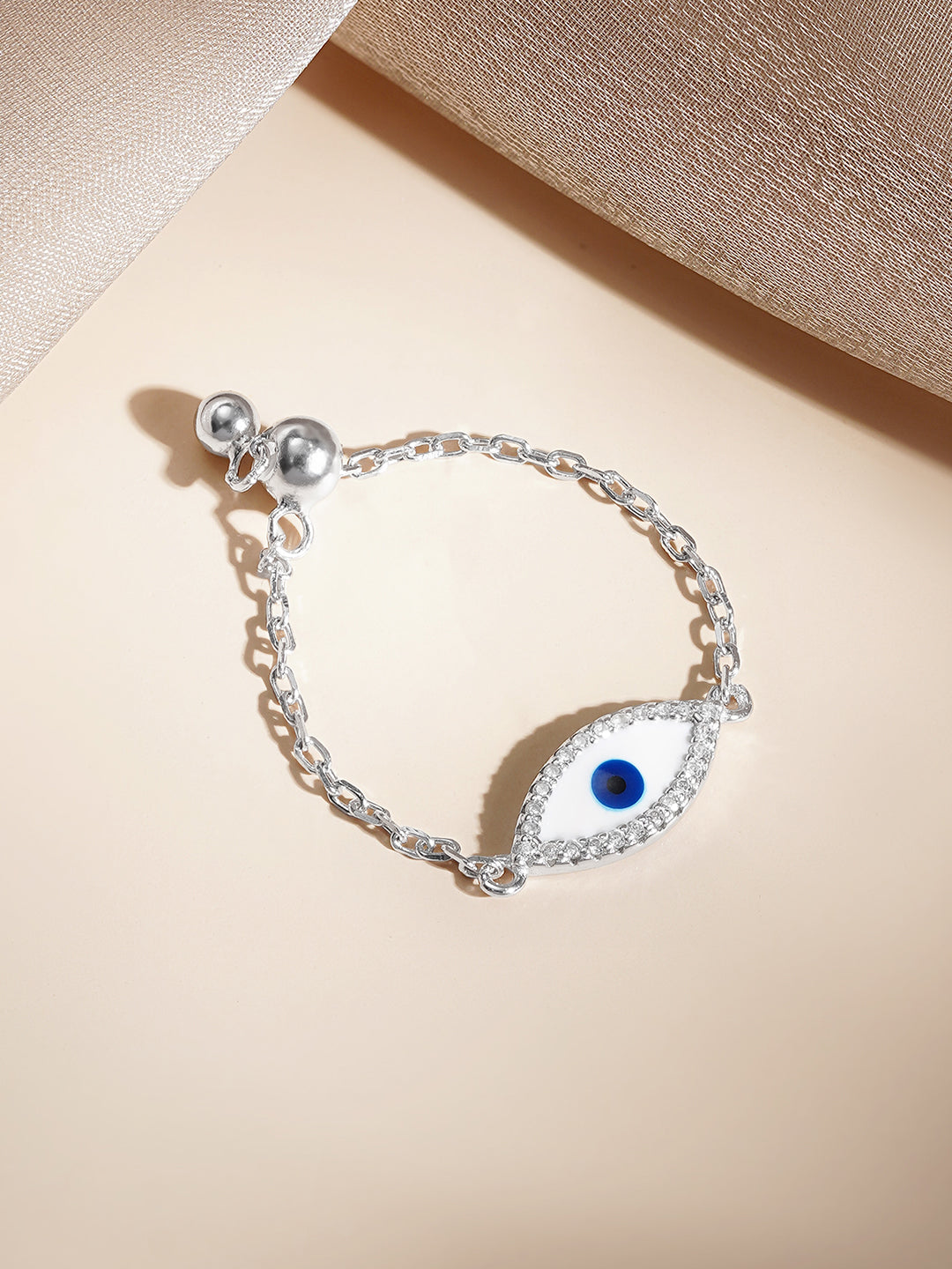 925 Fine Silver Evil Eye Charm Ring Length-3 cm : Width-1 cm