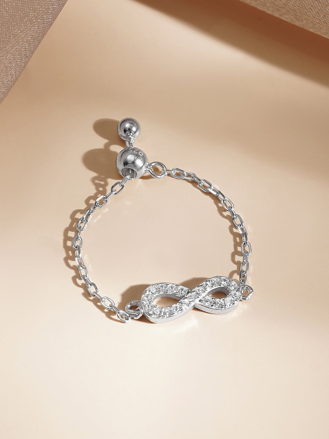 925 Fine Silver Infinity Charm Ring Length-3 cm : Width-1.5 cm