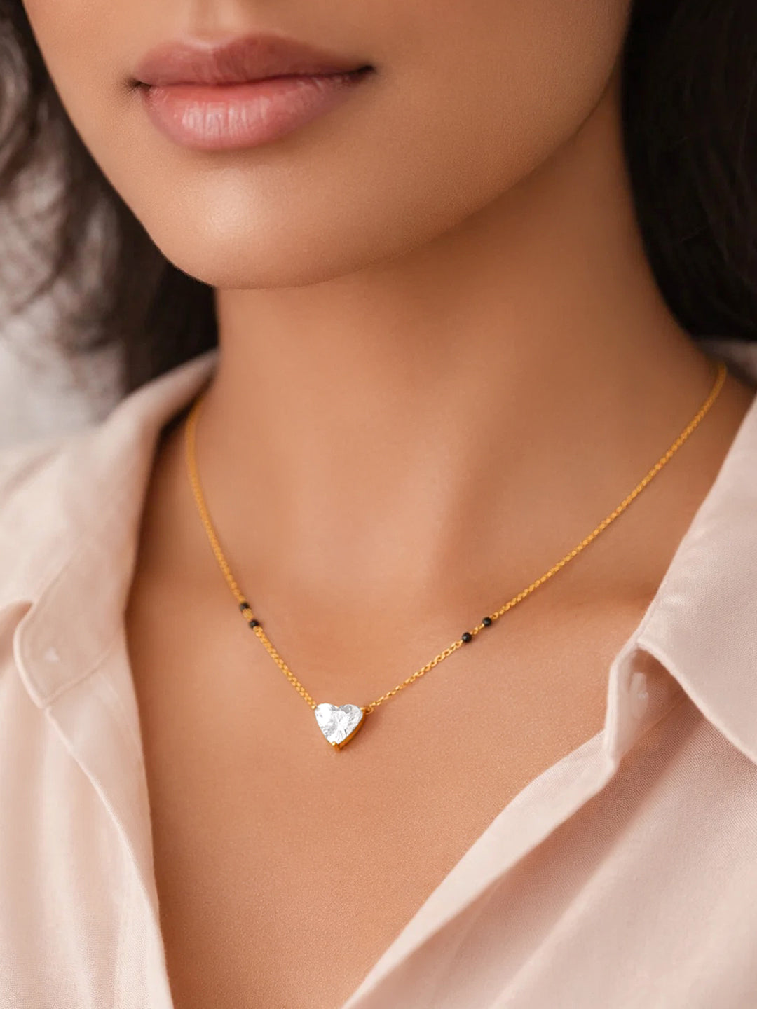 925 Fine  Silver Crystal Drop Mangalsutra Length-20 cm : Width-1 cm