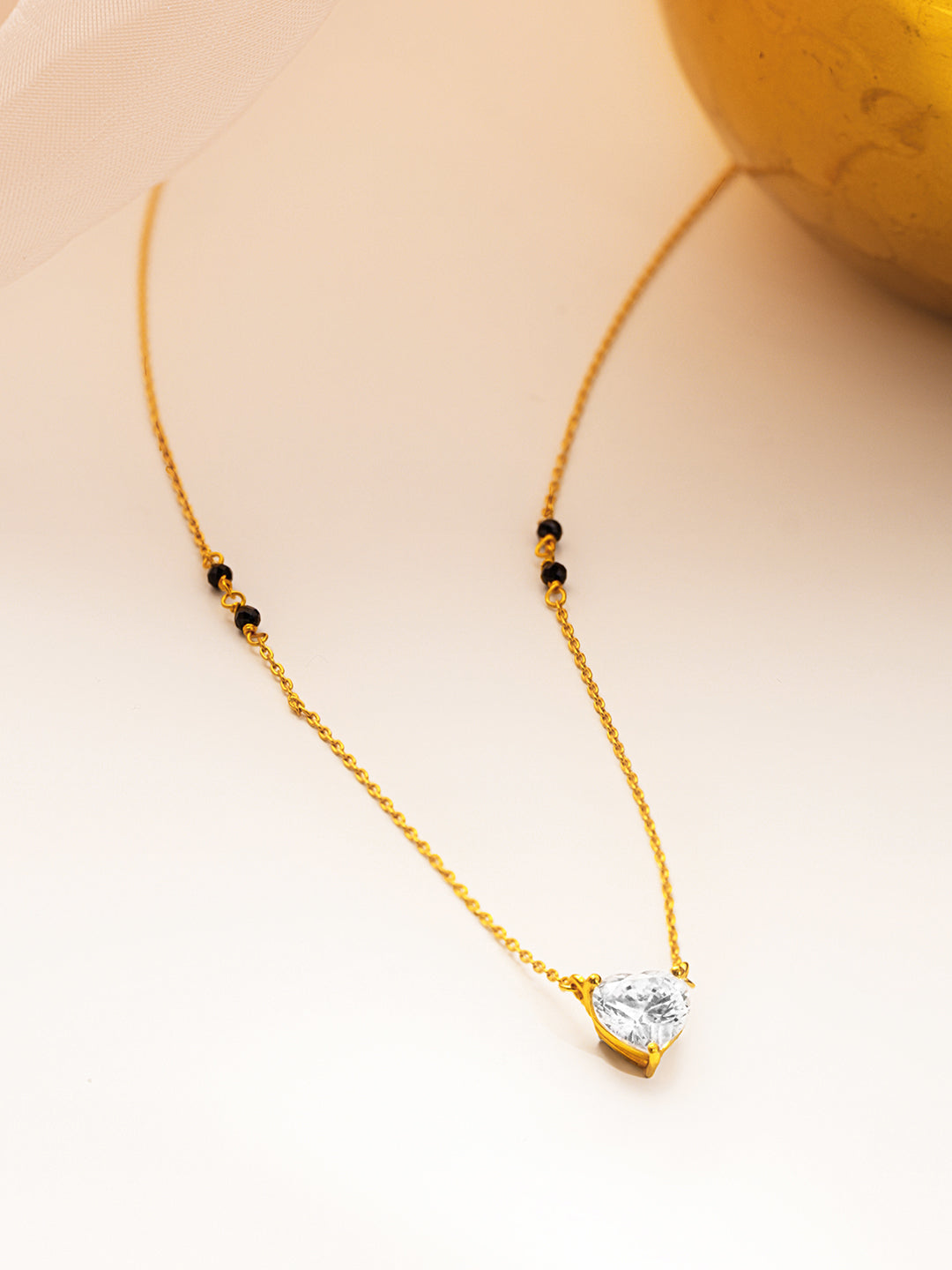 925 Fine  Silver Crystal Drop Mangalsutra Length-20 cm : Width-1 cm