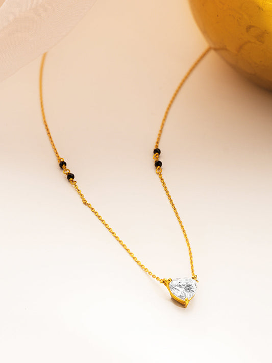 925 Fine  Silver Crystal Drop Mangalsutra Length-20 cm : Width-1 cm