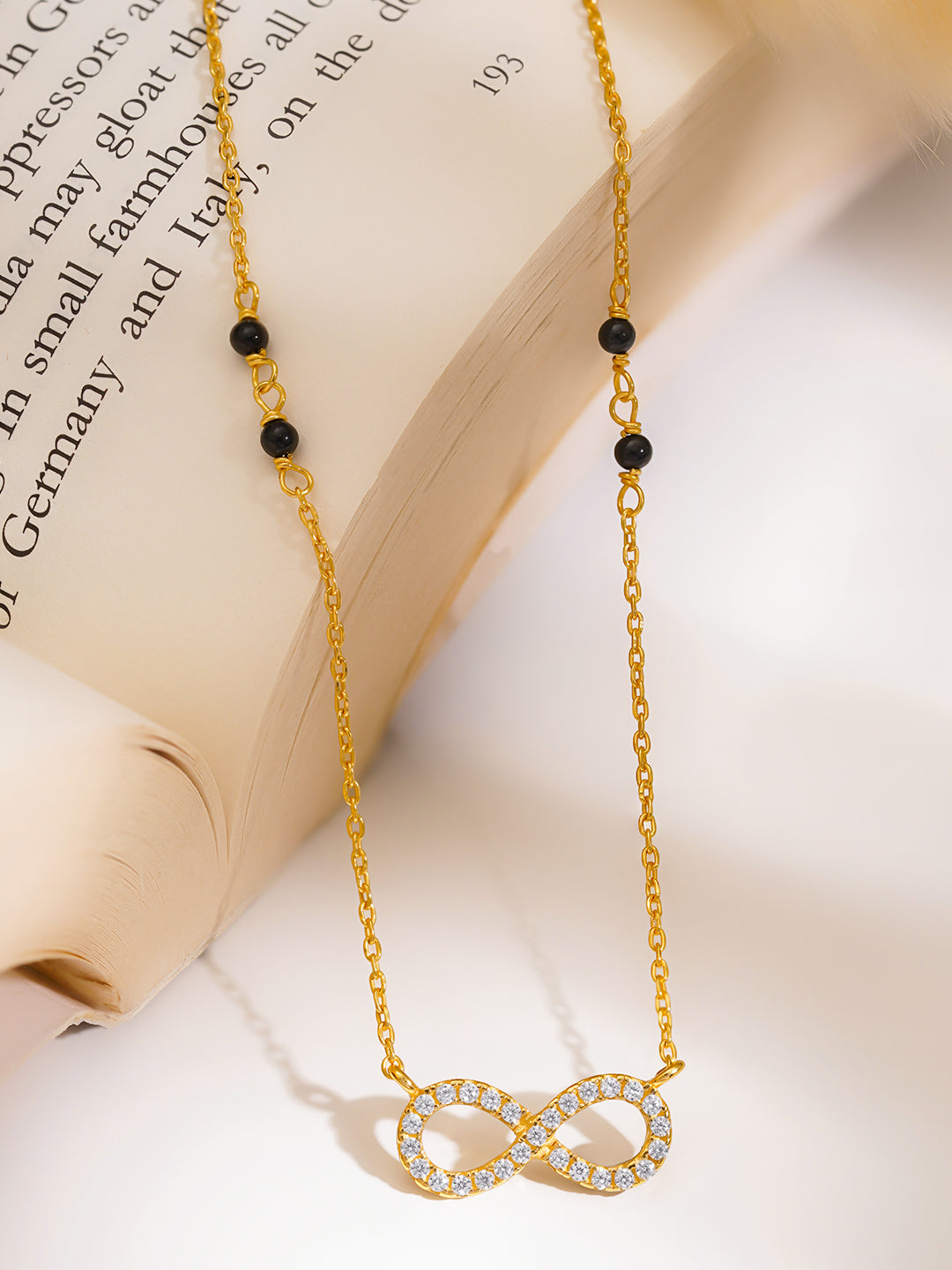925 Fine  Silver Diamond Infinity Mangalsutra Necklace Length-20 cm : Width-1.5 cm