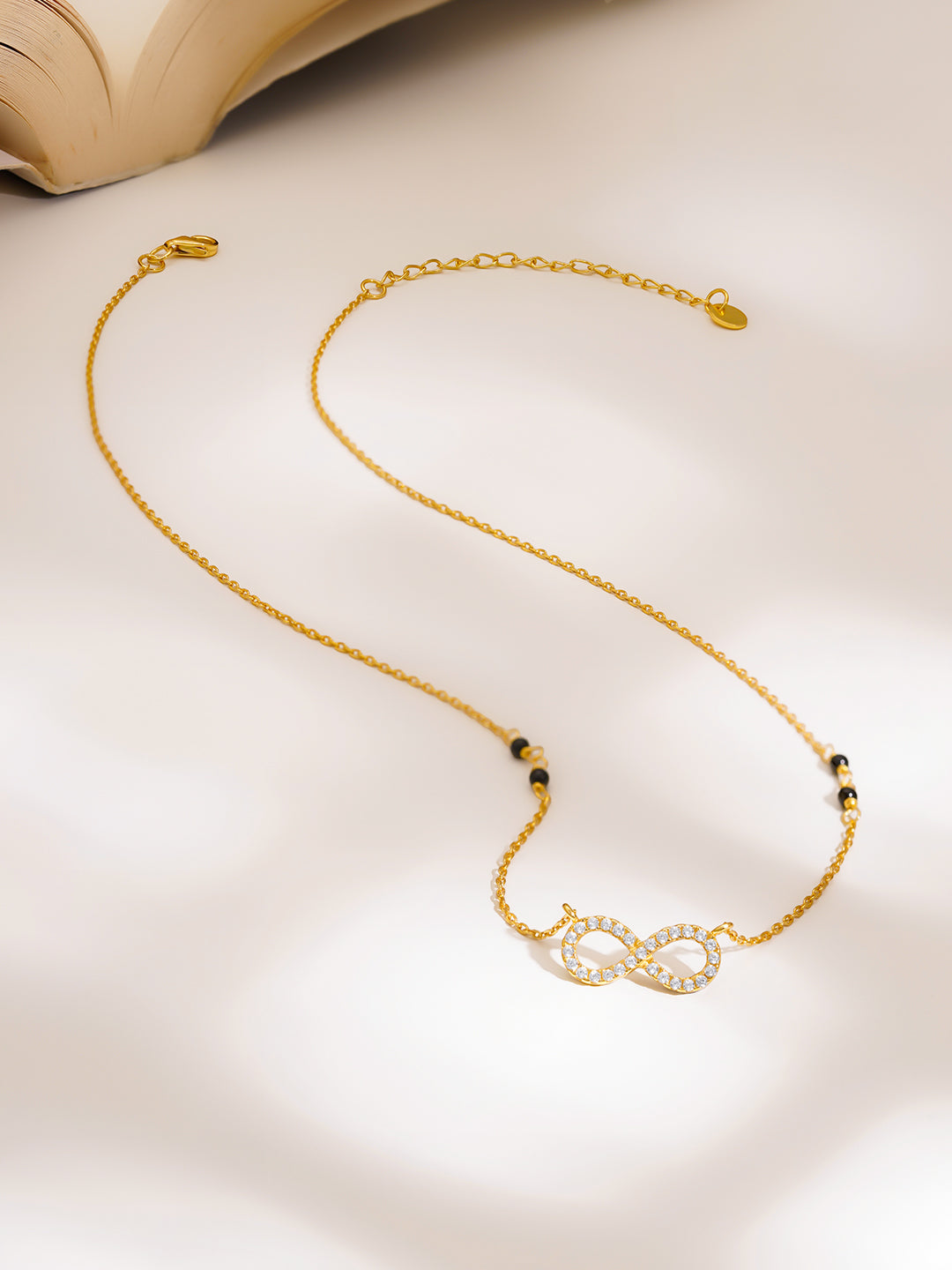 925 Fine  Silver Diamond Infinity Mangalsutra Necklace Length-20 cm : Width-1.5 cm