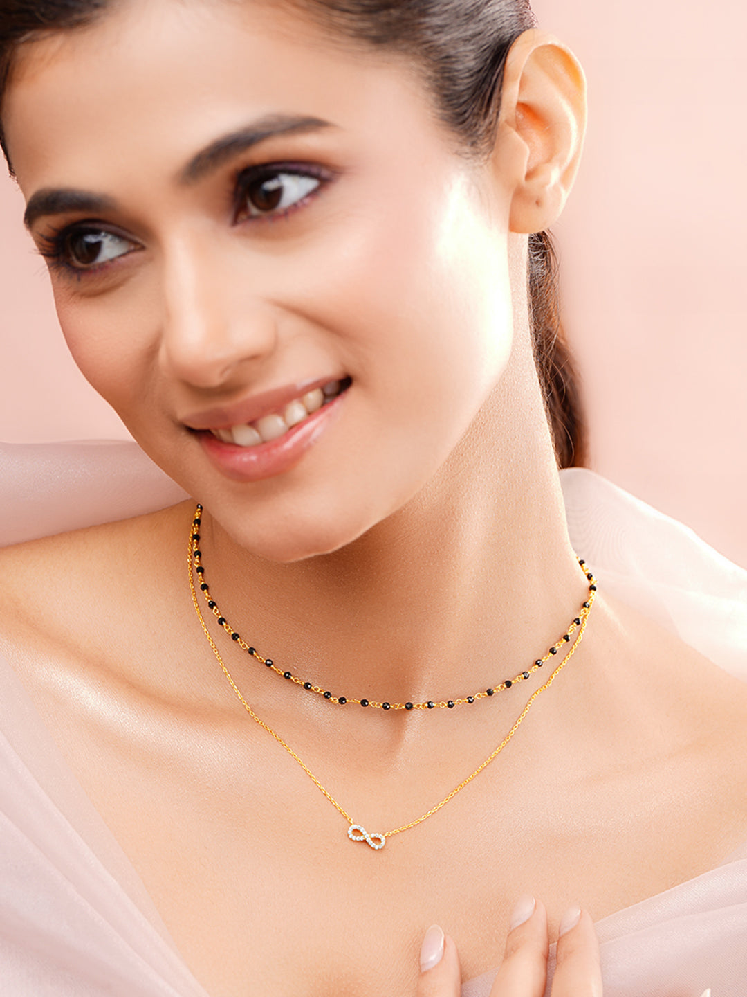 925 Fine  Silver Infinity Double Chain Mangalsutra Length-22 cm : Width-1 cm
