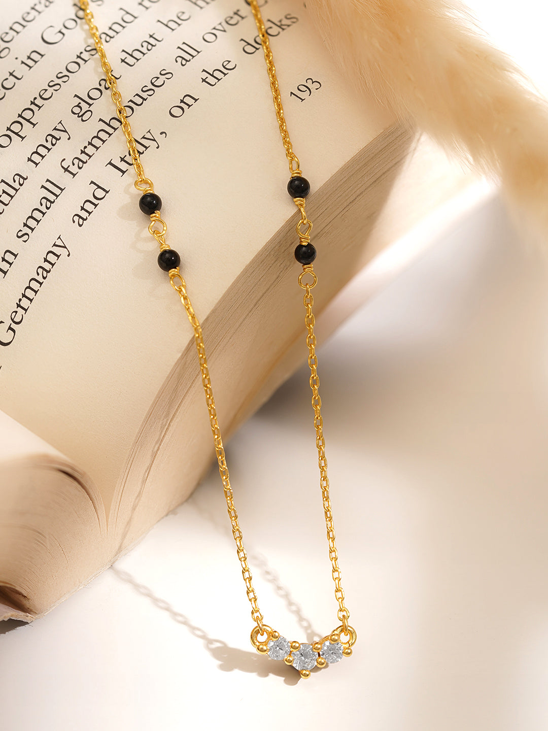 925 Fine  Silver Diamond Curve Mangalsutra Necklace Length-20 cm : Width-1 cm
