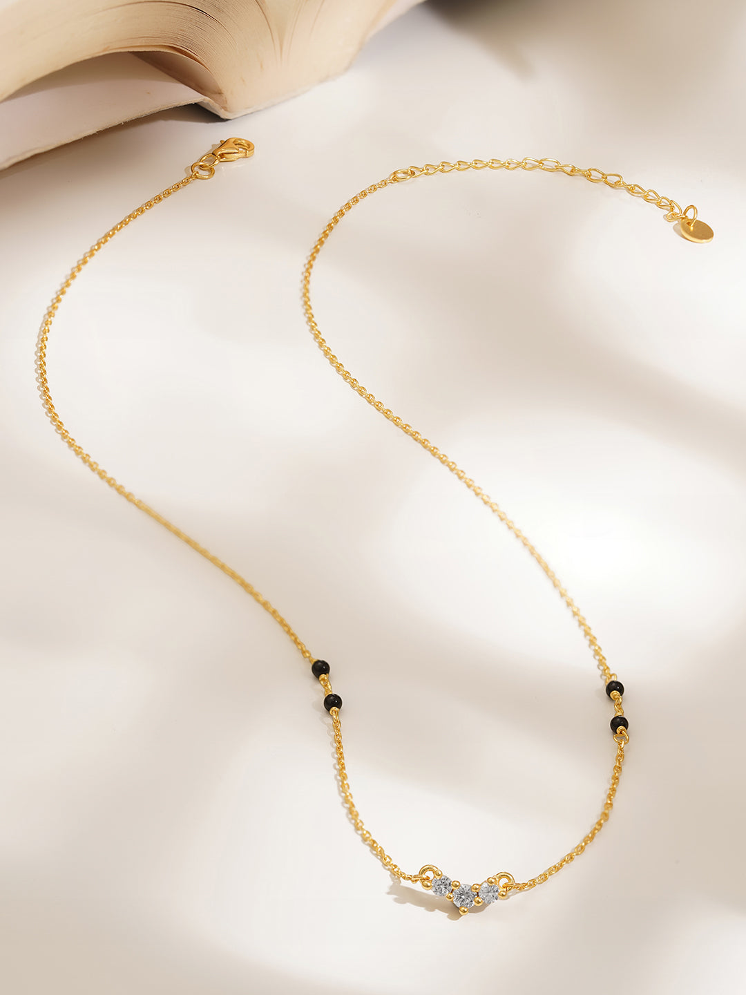 925 Fine  Silver Diamond Curve Mangalsutra Necklace Length-20 cm : Width-1 cm