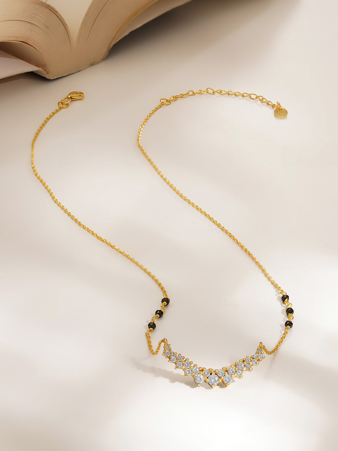 925 Fine  Silver Diamond Cluster Mangalsutra Necklace Length-20 cm : Width-2.5 cm