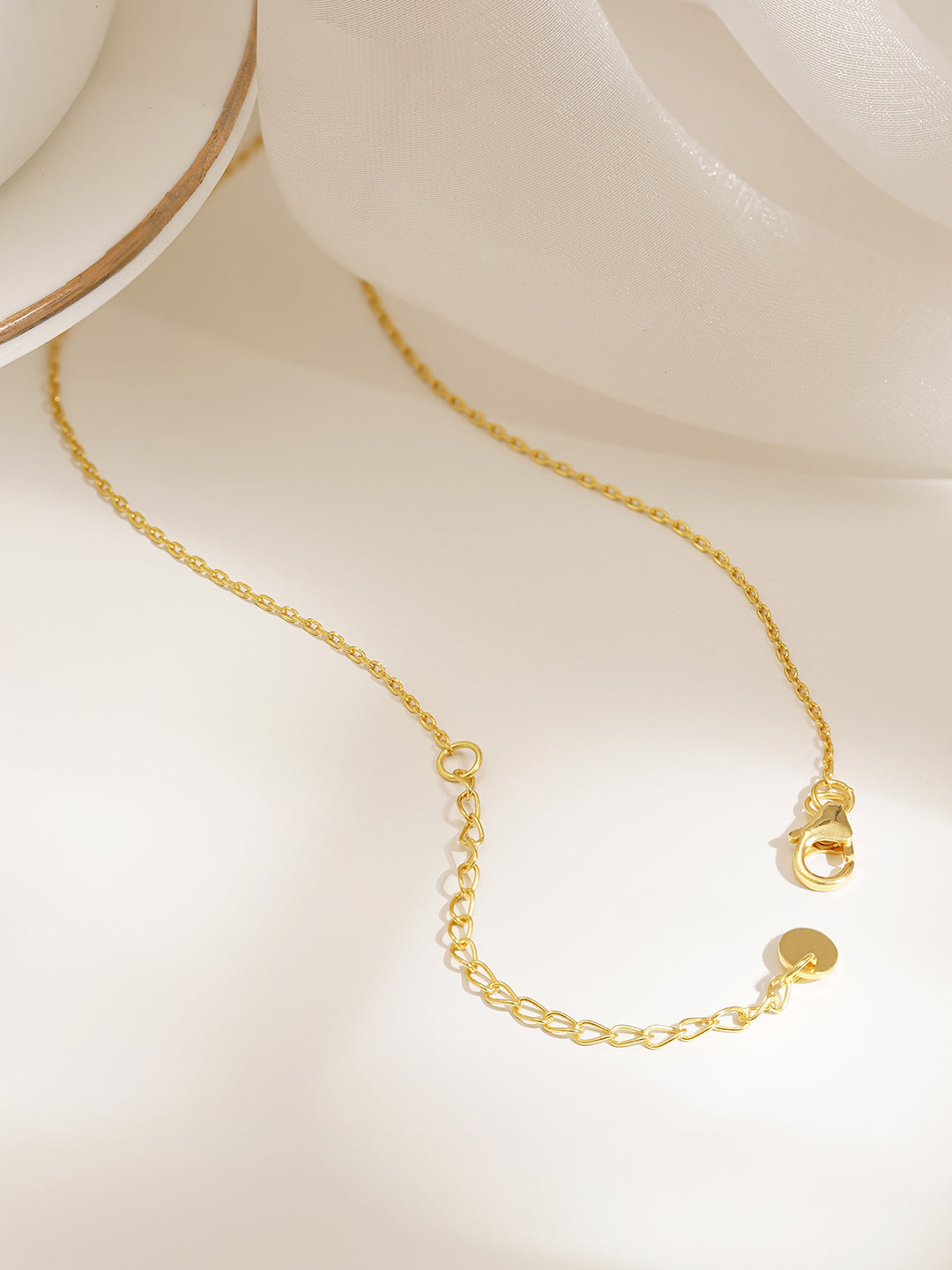 925 Fine Silver Emerald Charm Necklace Length-20 cm : Width-0.5 cm