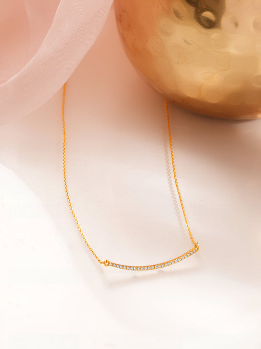 925 Fine Silver Minimal Diamond Bar Necklace Length-19 cm : Width-3.5 cm