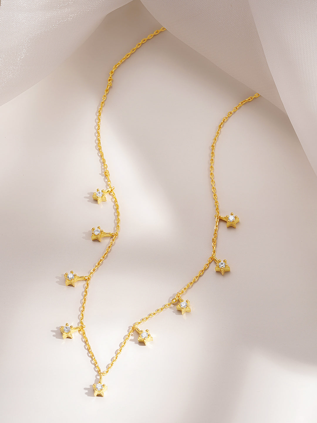 925 Fine Silver Dangling Diamond Charm Necklace Length-20 cm : Width-0.3 cm