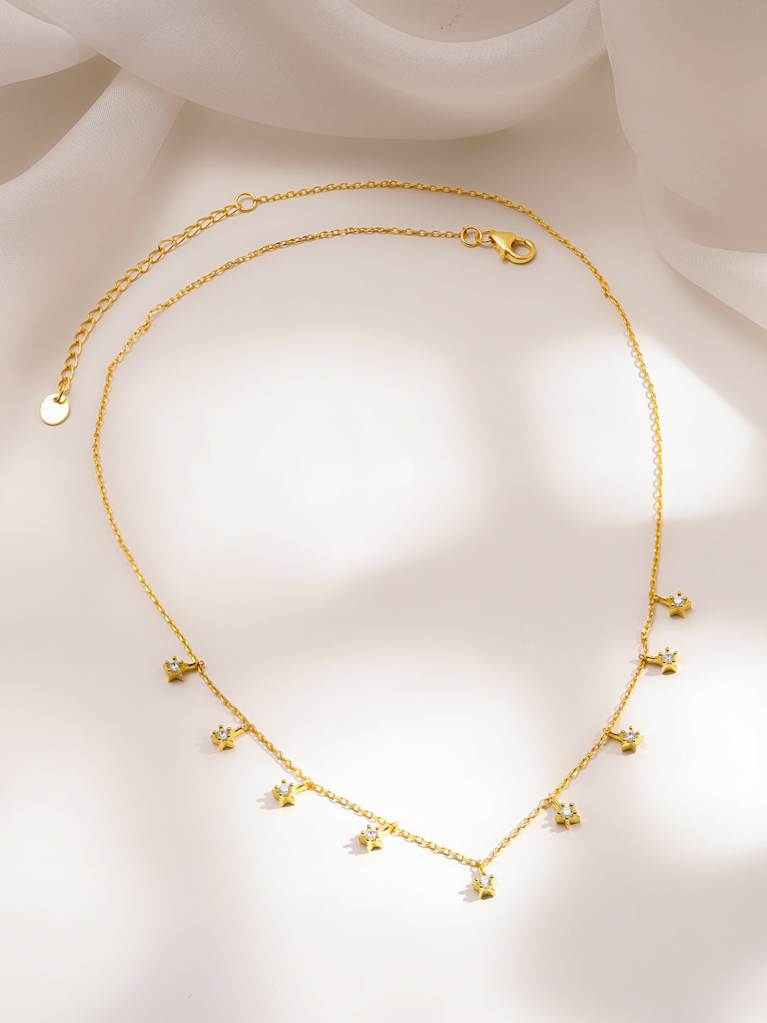925 Fine Silver Dangling Diamond Charm Necklace Length-20 cm : Width-0.3 cm