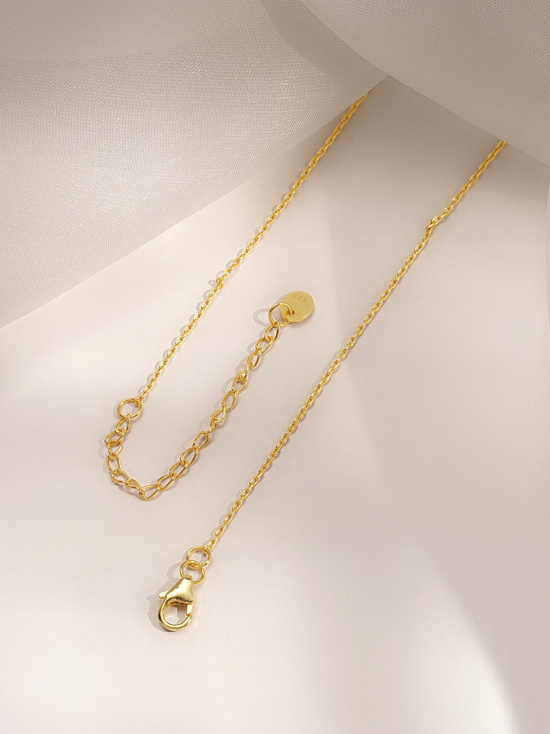 925 Fine Silver Dangling Diamond Charm Necklace Length-20 cm : Width-0.3 cm