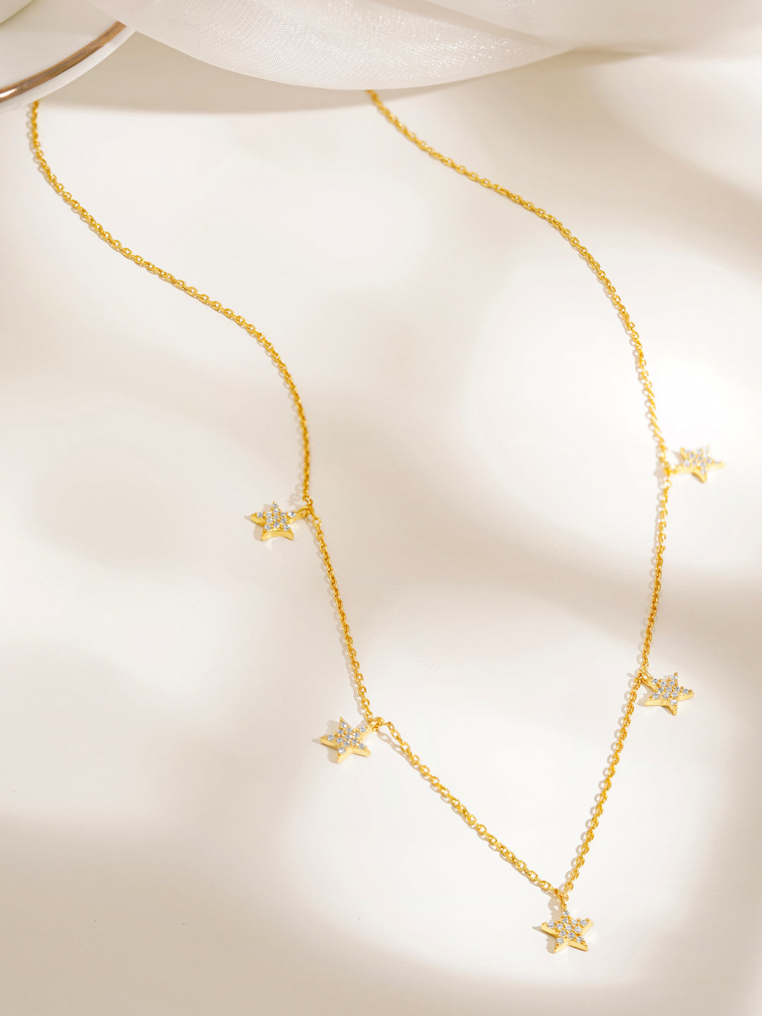 925 Fine Silver Sparkling Star Charm Necklace Length-21 cm : Width-0.6 cm