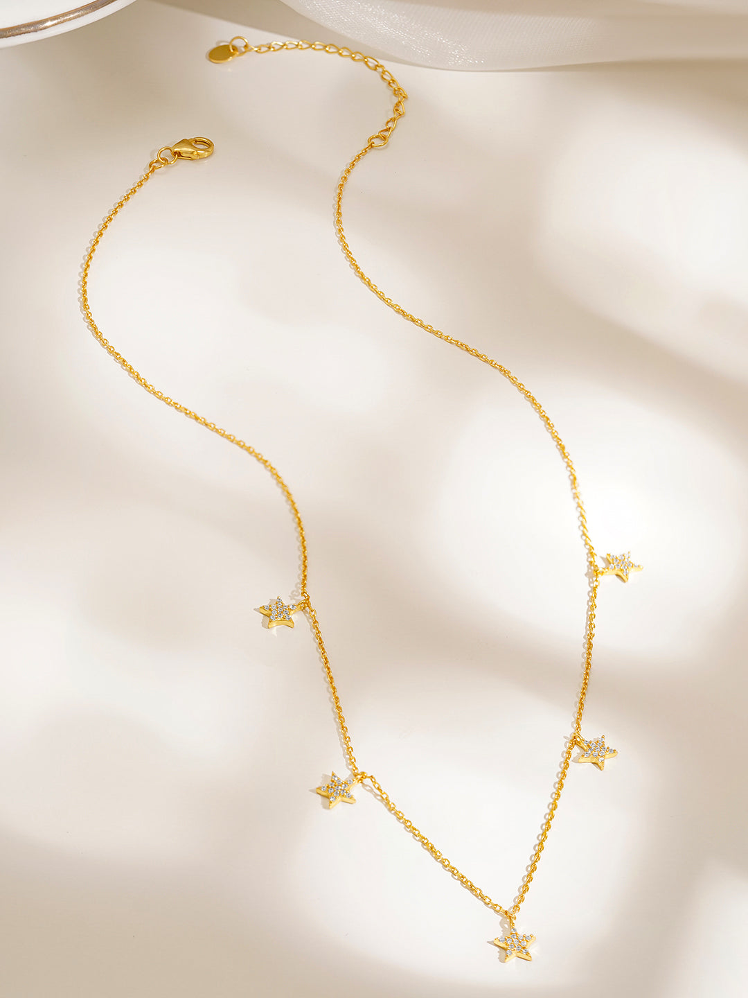 925 Fine Silver Sparkling Star Charm Necklace Length-21 cm : Width-0.6 cm