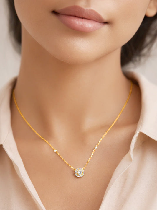 925 Fine Silver Classic Solitaire Diamond Pendant Length-19 cm : Width-0.8 cm