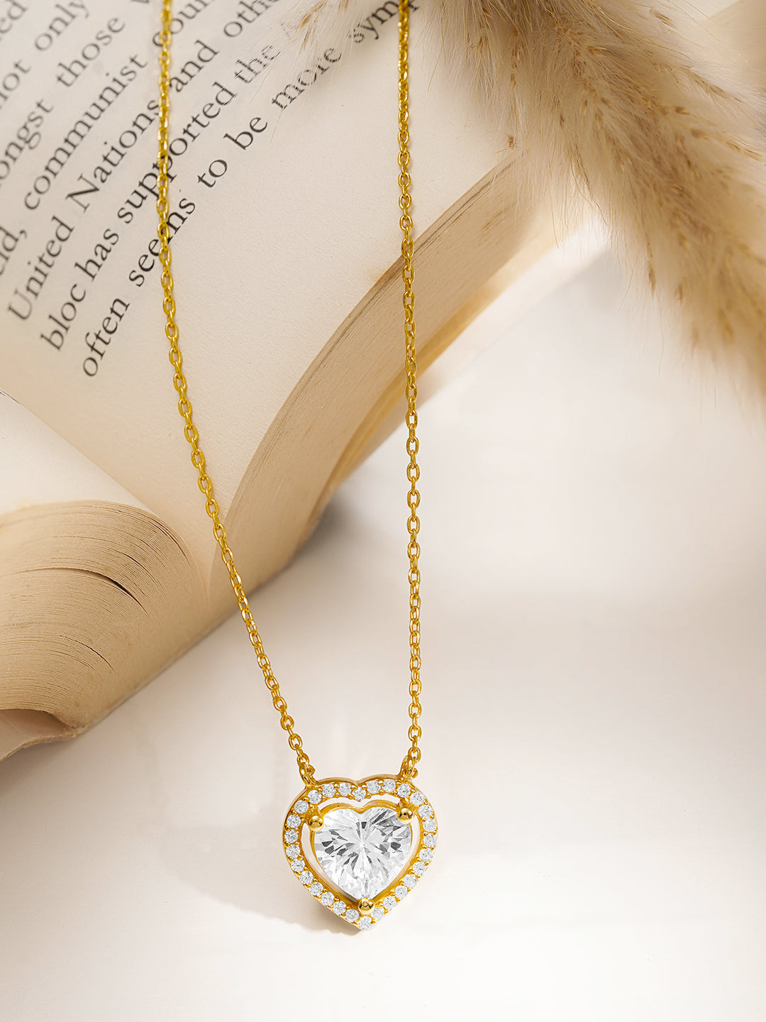 925 Fine Silver Sparkling Heart Diamond Necklace Length-21 cm : Width-1.3 cm