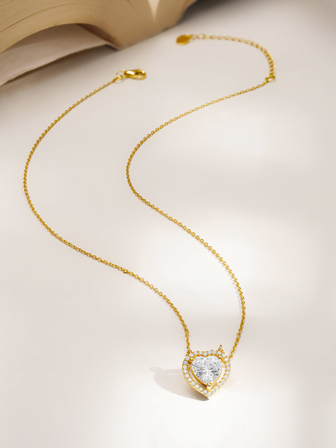 925 Fine Silver Sparkling Heart Diamond Necklace Length-21 cm : Width-1.3 cm
