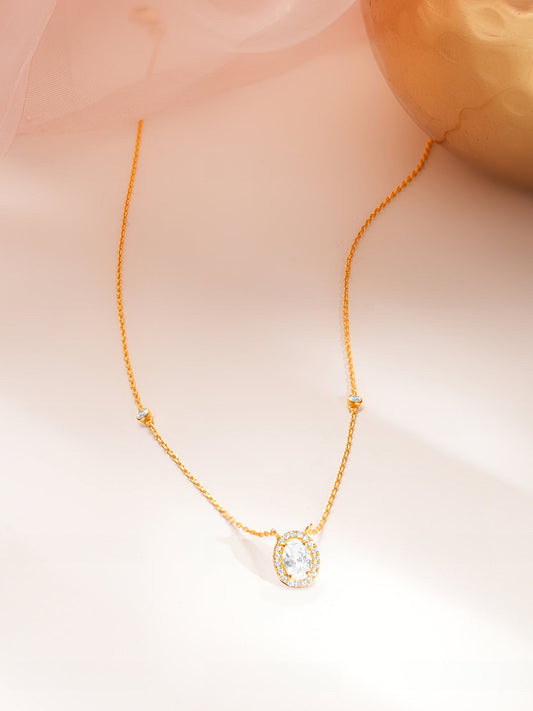 925 Fine Silver Glitter Diamond Pendant Necklace Length-21 cm : Width-1 cm