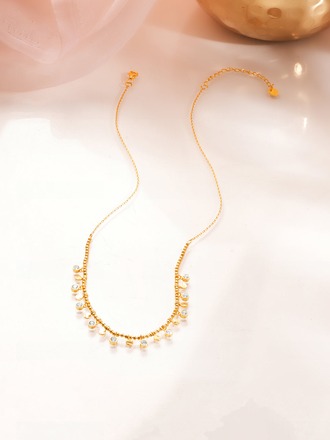 925 Fine Silver Cluster Diamond Charm Necklace Length-20 cm : Width-0.5 cm