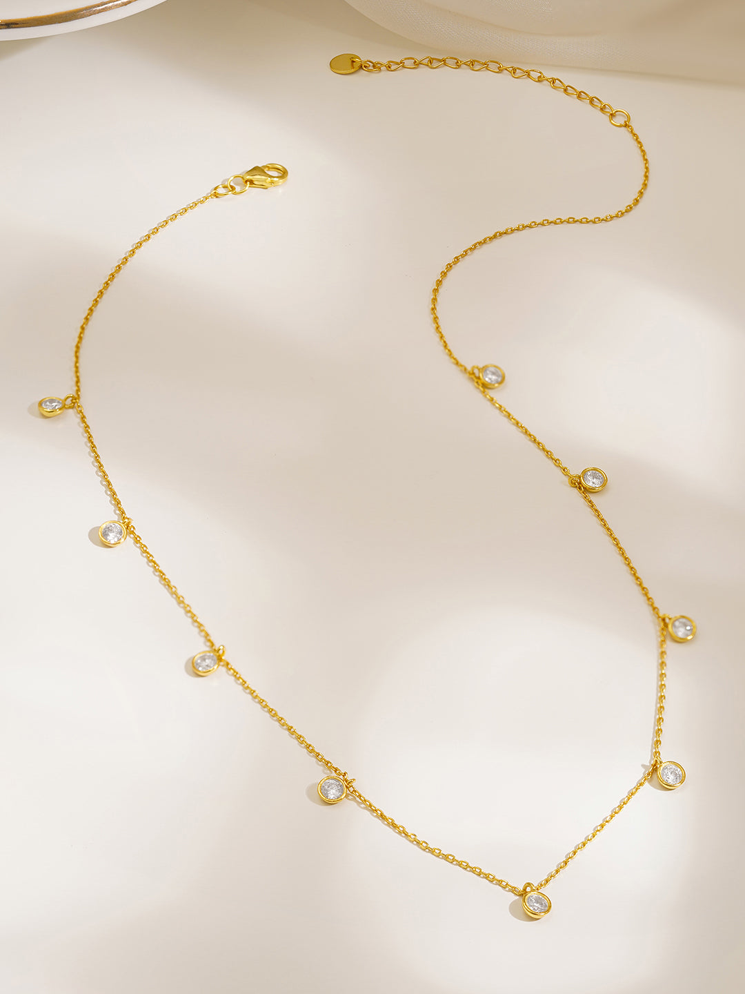 925 Fine Silver Sparkling Crystal Charm Necklace Length-20 cm : Width-0.5 cm