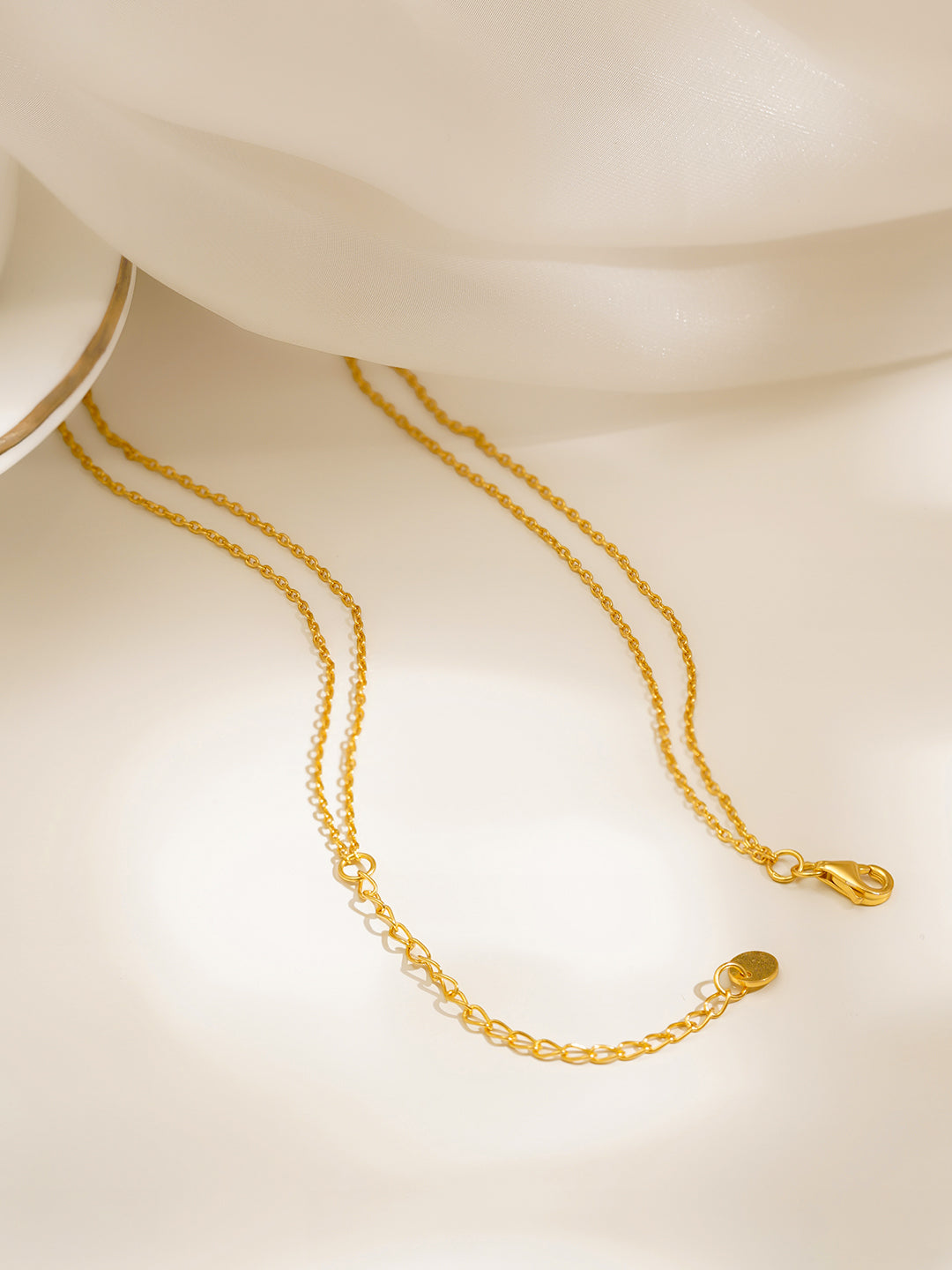 925 Fine Silver Layered Crystal Charm Necklace Length-22 cm : Width-0.3 cm