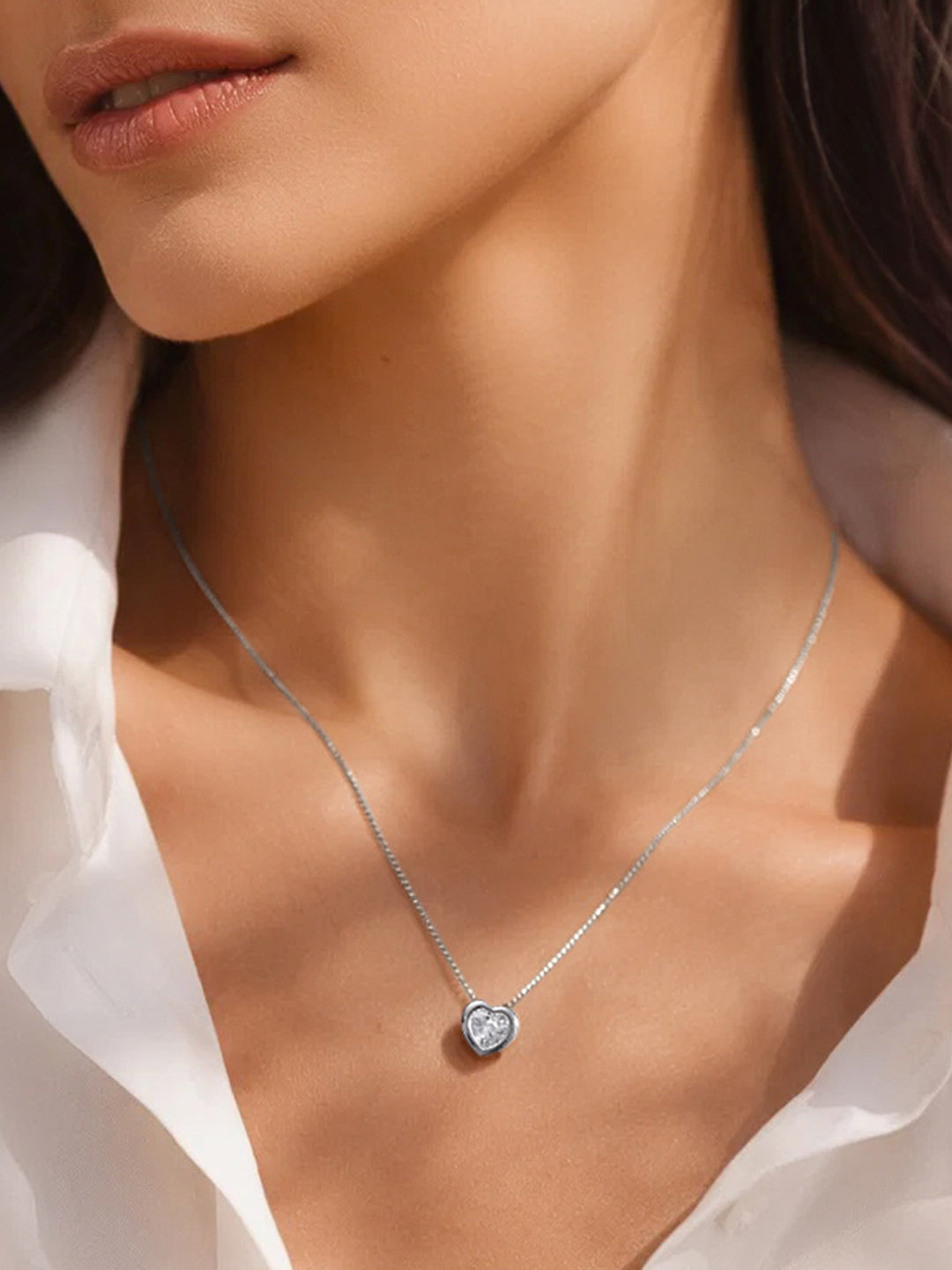 925 Fine Silver Little Love Heart Pendant Necklace Length-22 cm : Width-0.6 cm