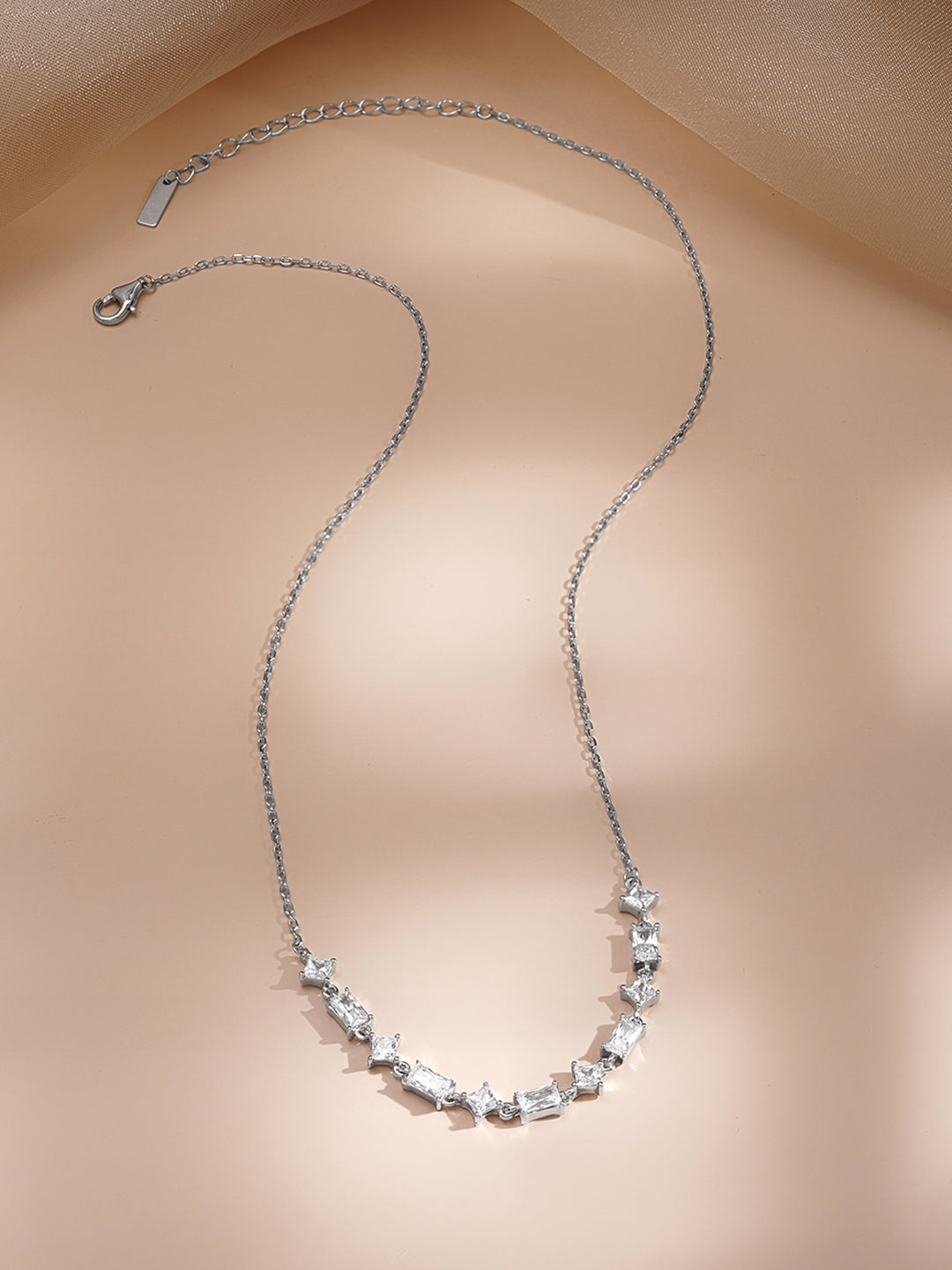 925 Fine Silver Multi Charm Crystal Necklace Length-21 cm : Width-1 cm