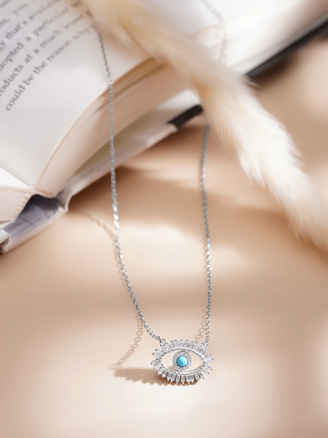 925 Fine Silver Turkish Evil Eye Charm Necklace Length-2.2 cm : Width-2 cm