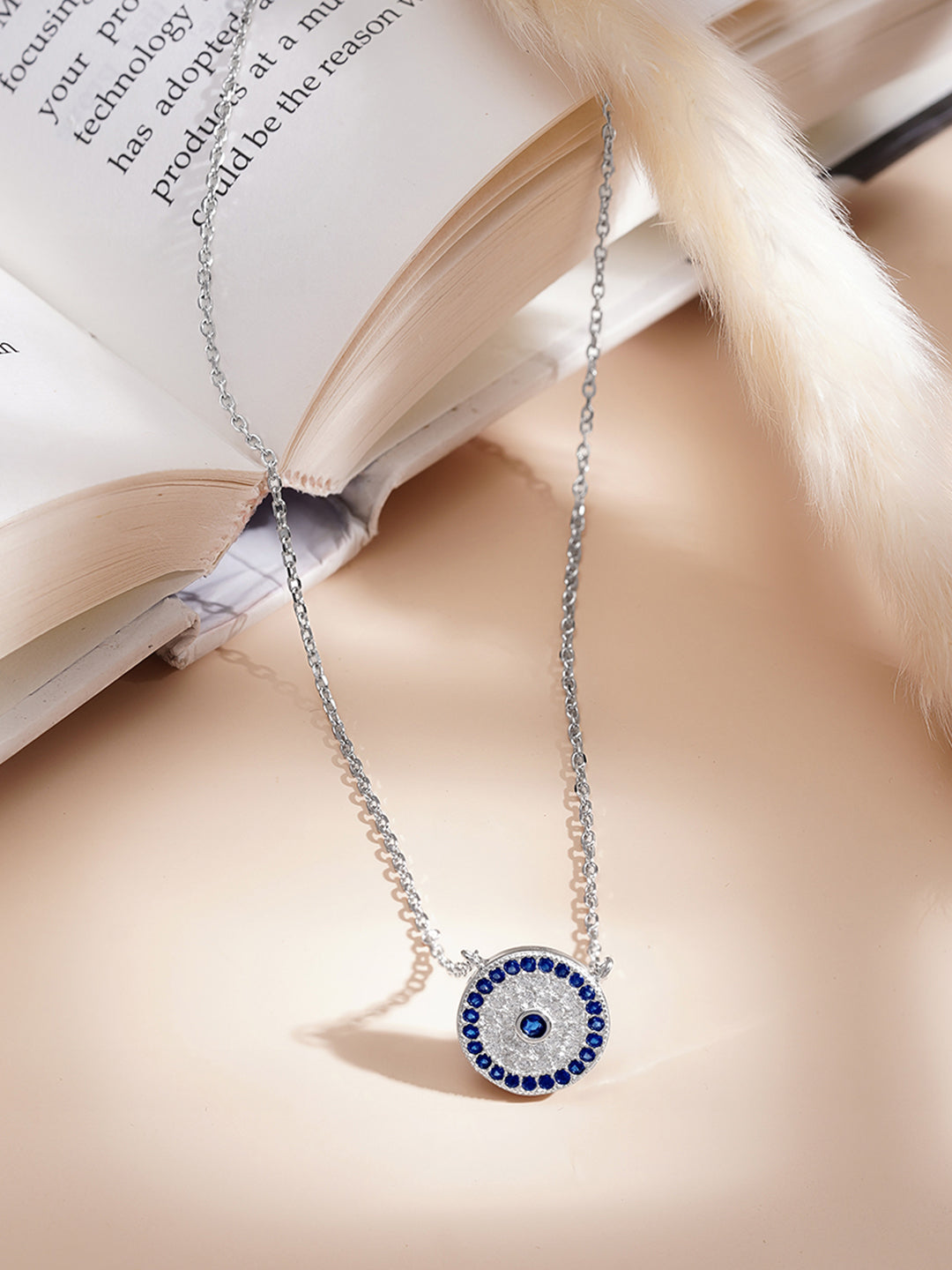 925 Fine Silver Mystic Eye Pendant Necklace Length-23 cm : Width-1 cm