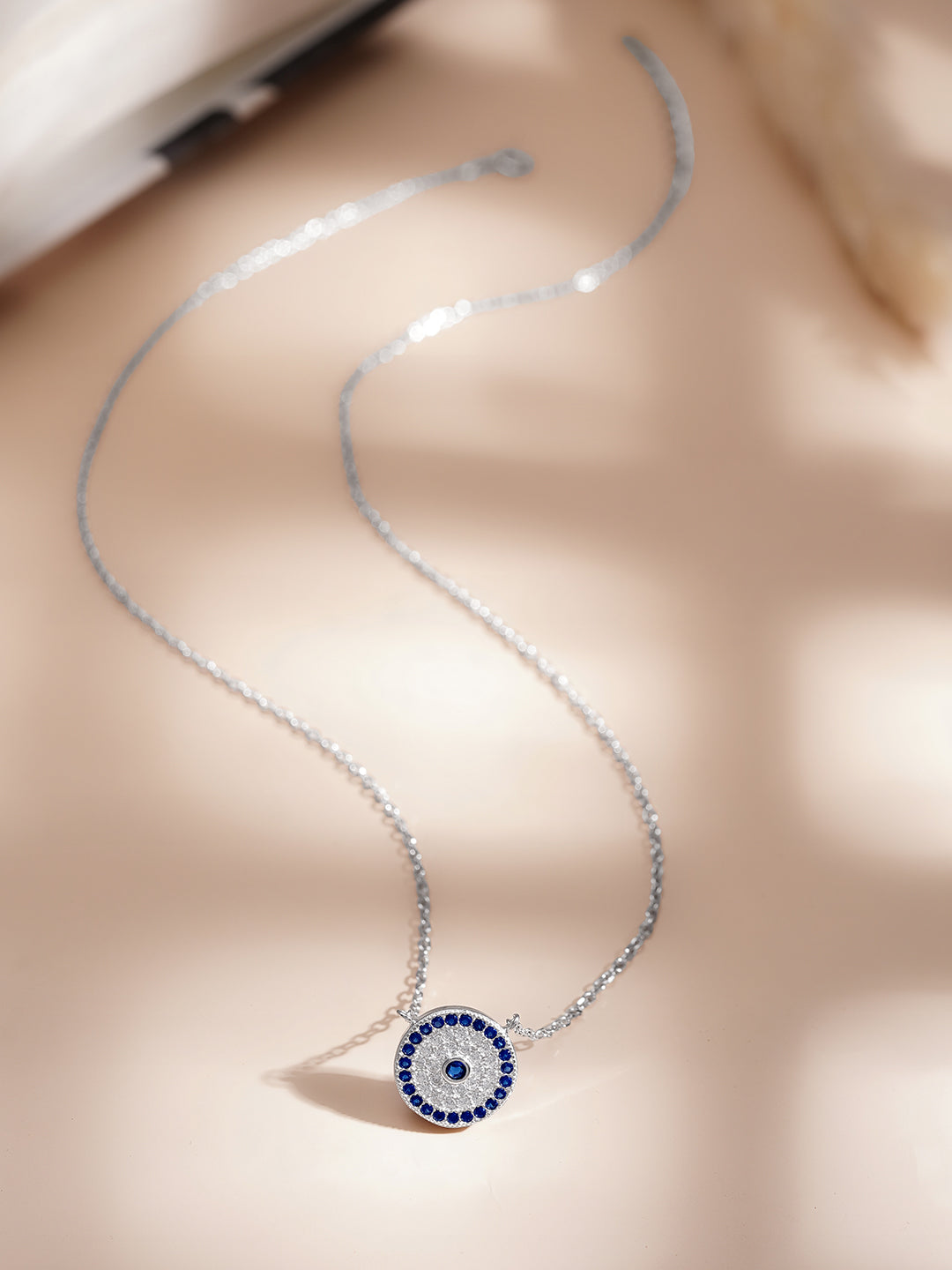 925 Fine Silver Mystic Eye Pendant Necklace Length-23 cm : Width-1 cm