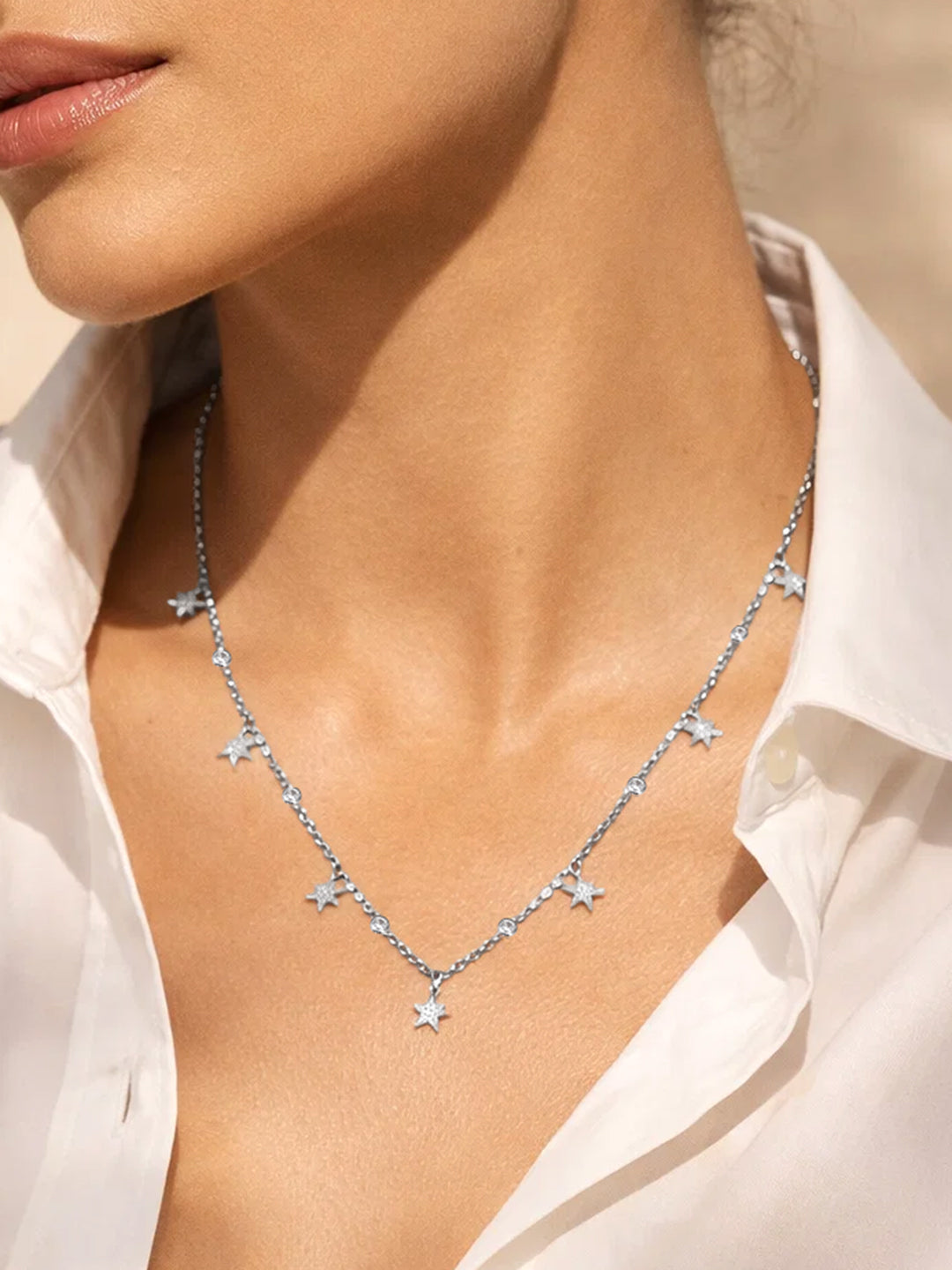 925 Fine Silver Celestial Star Necklace Length-22 cm : Width-0.5 cm