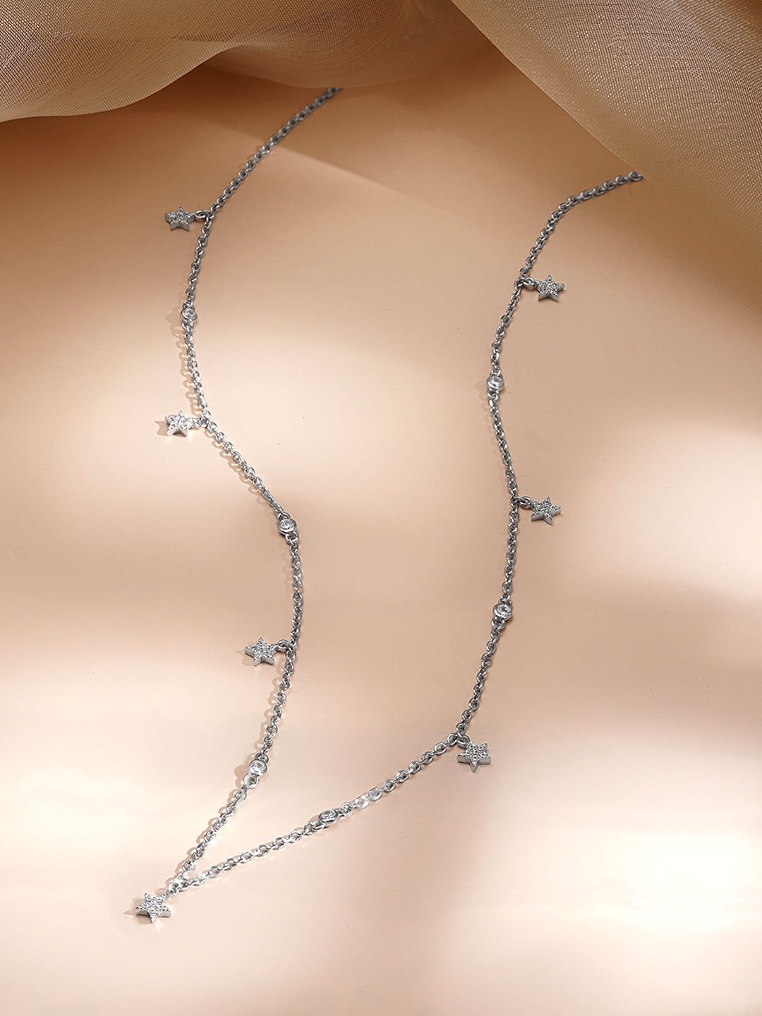 925 Fine Silver Celestial Star Necklace Length-22 cm : Width-0.5 cm