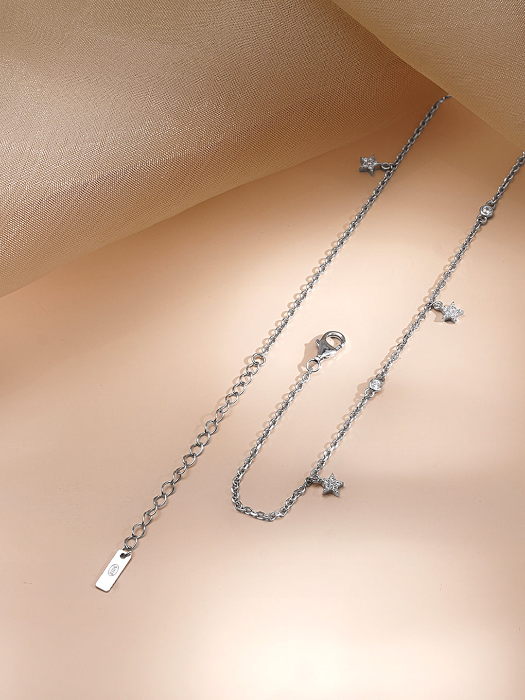 925 Fine Silver Celestial Star Necklace Length-22 cm : Width-0.5 cm